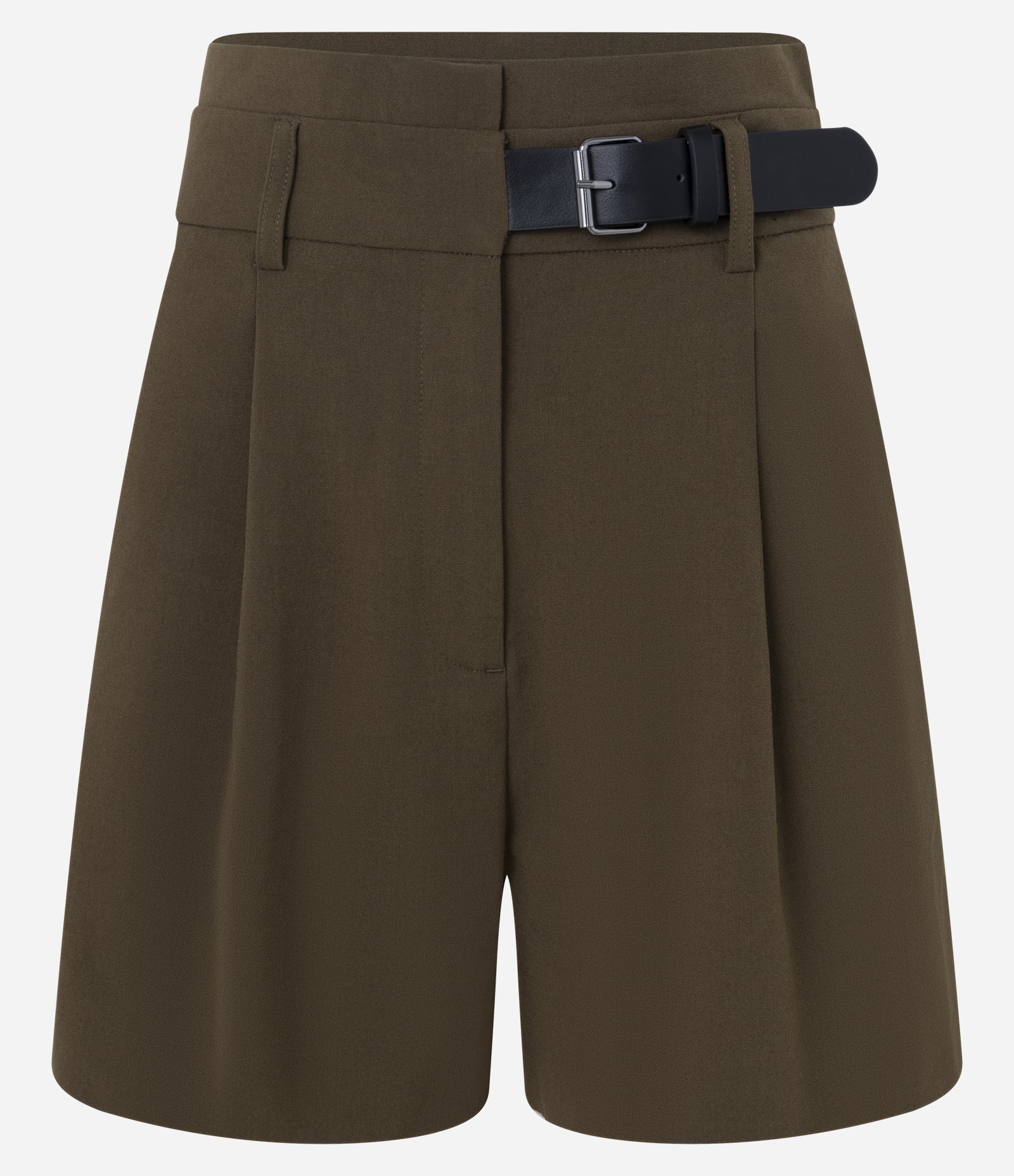 Short Reto Alfaiatado com Cintura Alta e Meio Cinto Frontal Marrom 5