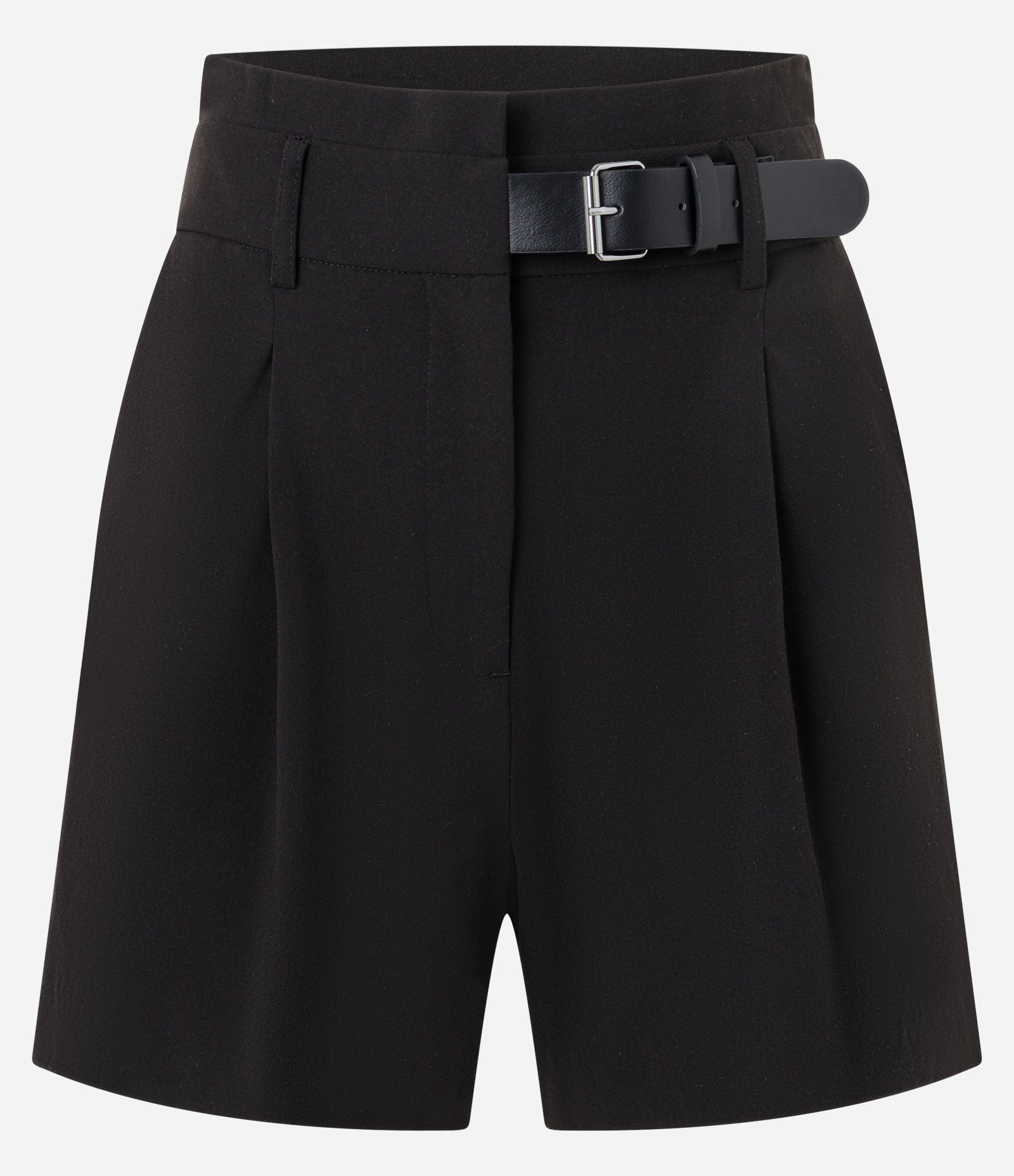 Short Reto Alfaiatado com Cintura Alta e Meio Cinto Frontal Preto 1