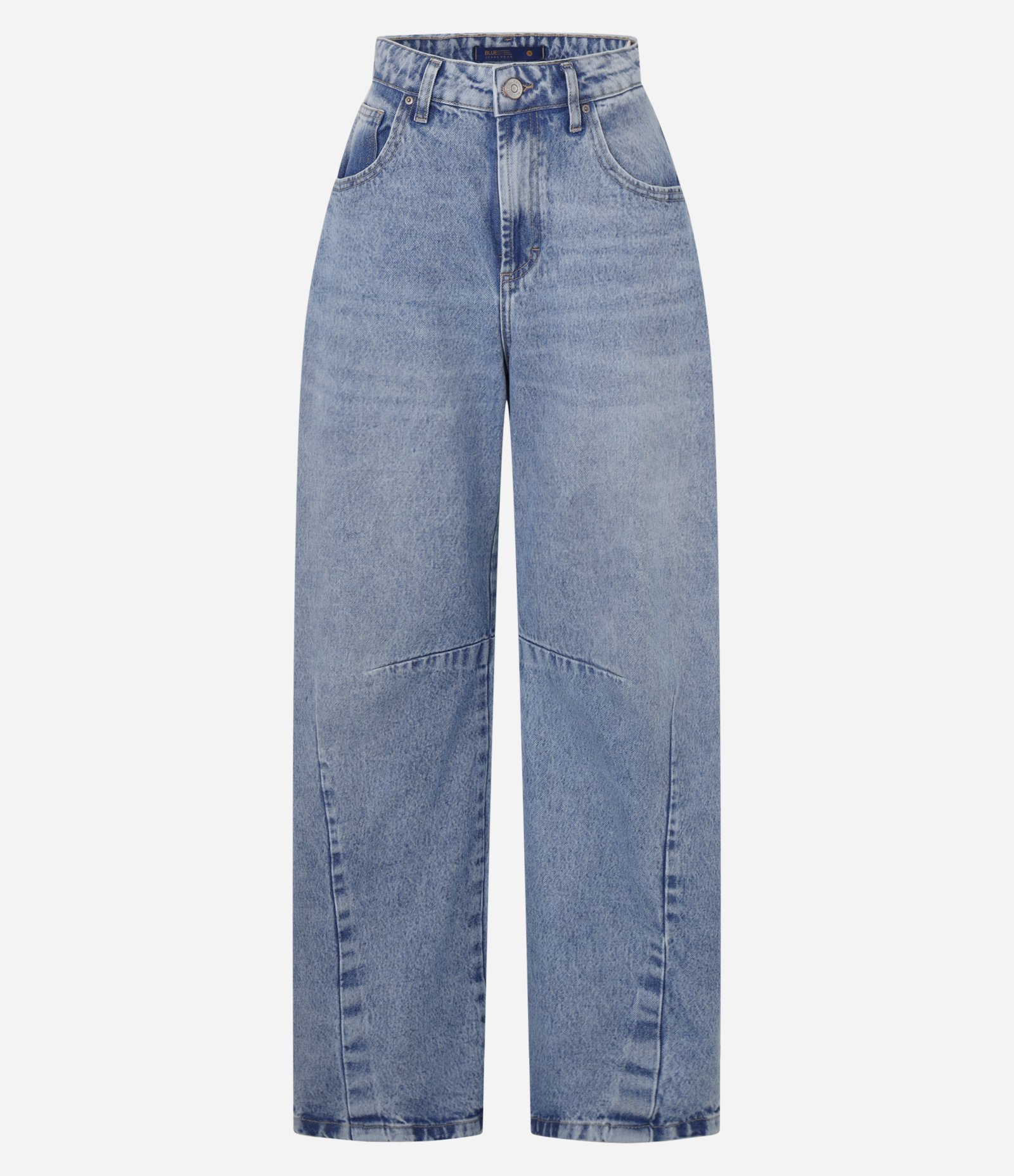 Calça Barrel em Jeans com Recortes na Barra Azul Claro 5