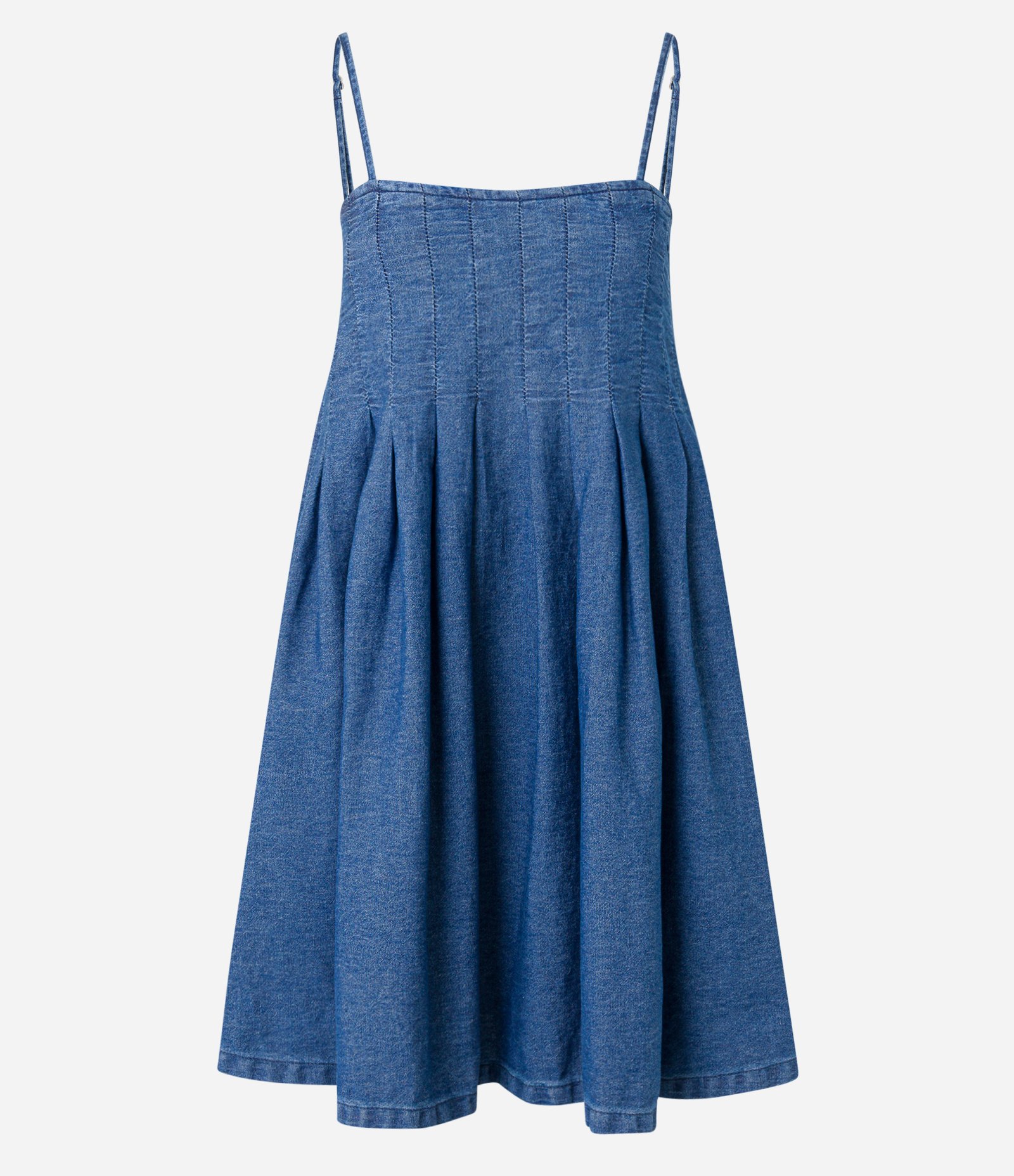 Vestido Curto em Jeans com Detalhe Drapeado Azul 6