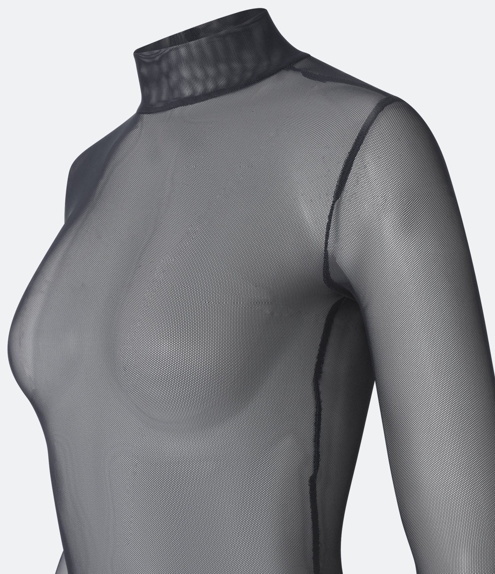 Blusa em Tule Segunda Pele com Transparência Azul Marinho 5