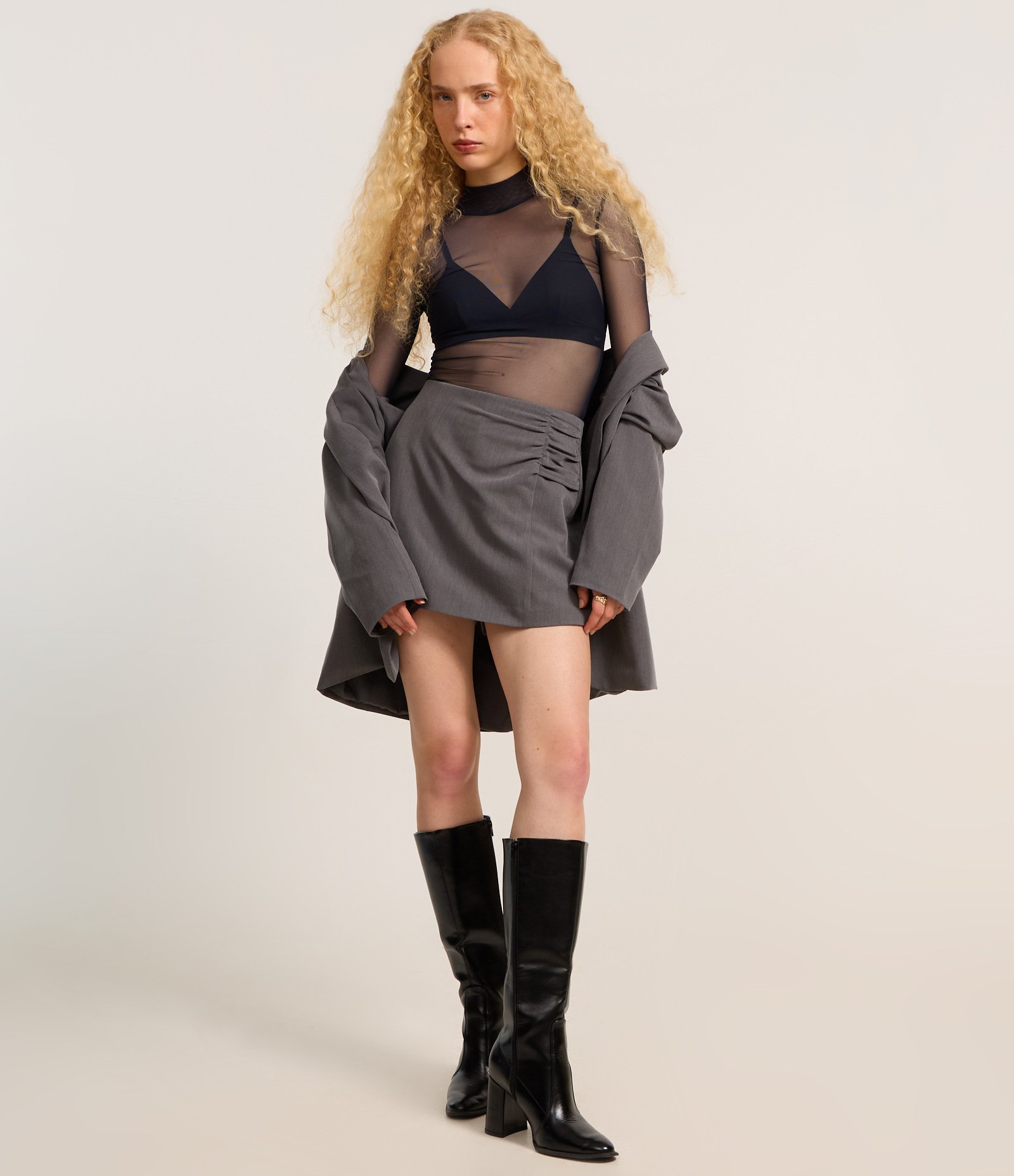 Blusa em Tule Segunda Pele com Transparência Azul Marinho 2