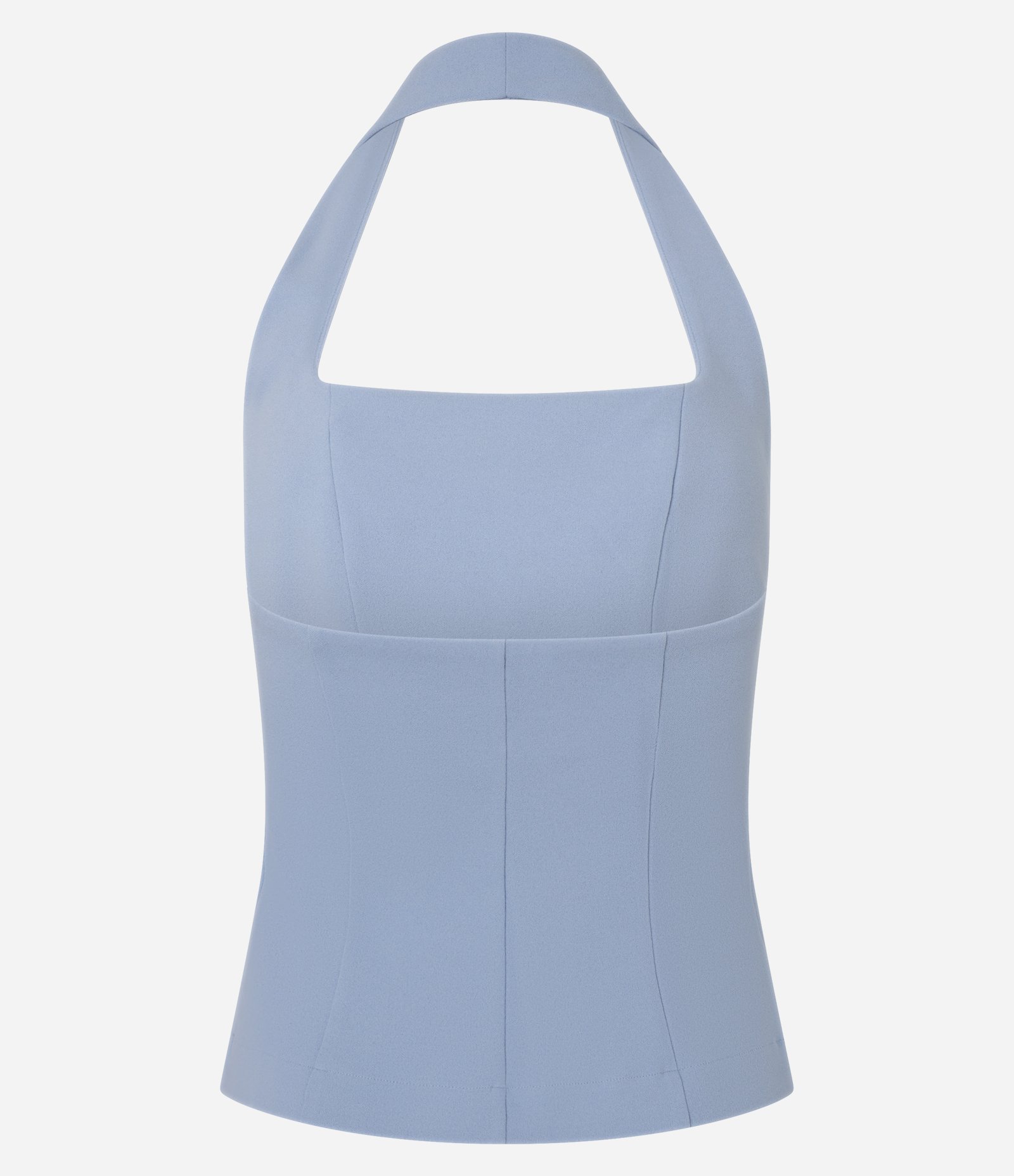 Blusa Frente Única Curta em Crepe com Decote Quadrado Azul 8