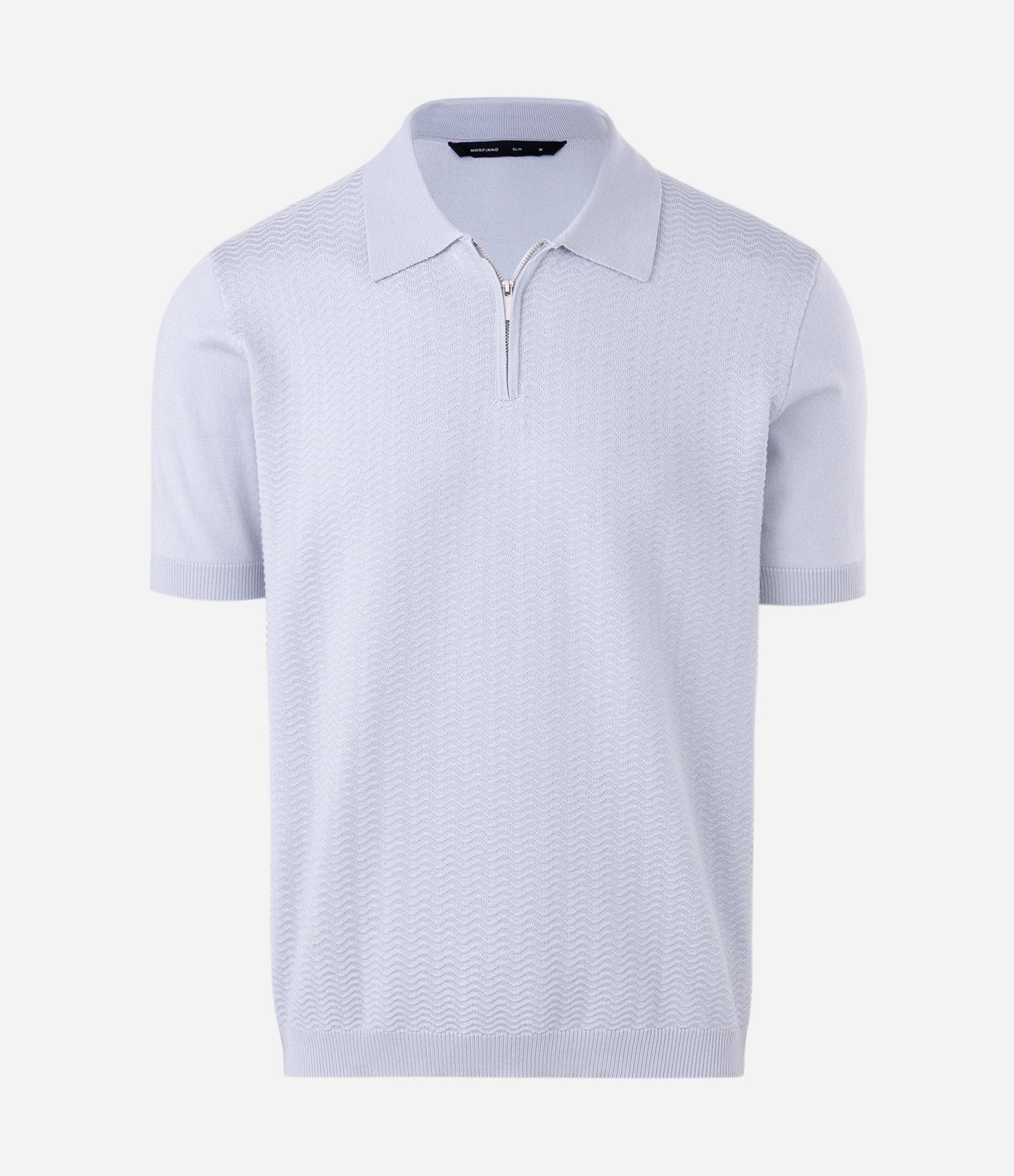 Polo Slim em Viscose Texturizada com Zíper Branco 1