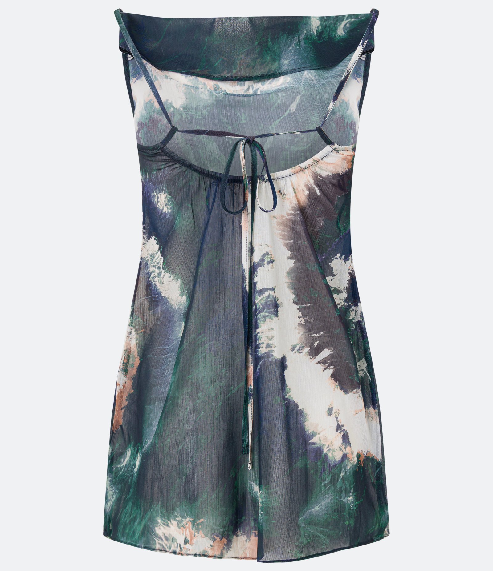 Saída de Praia Vestido em Crepe Tie Dye com Alcinhas Verde 5