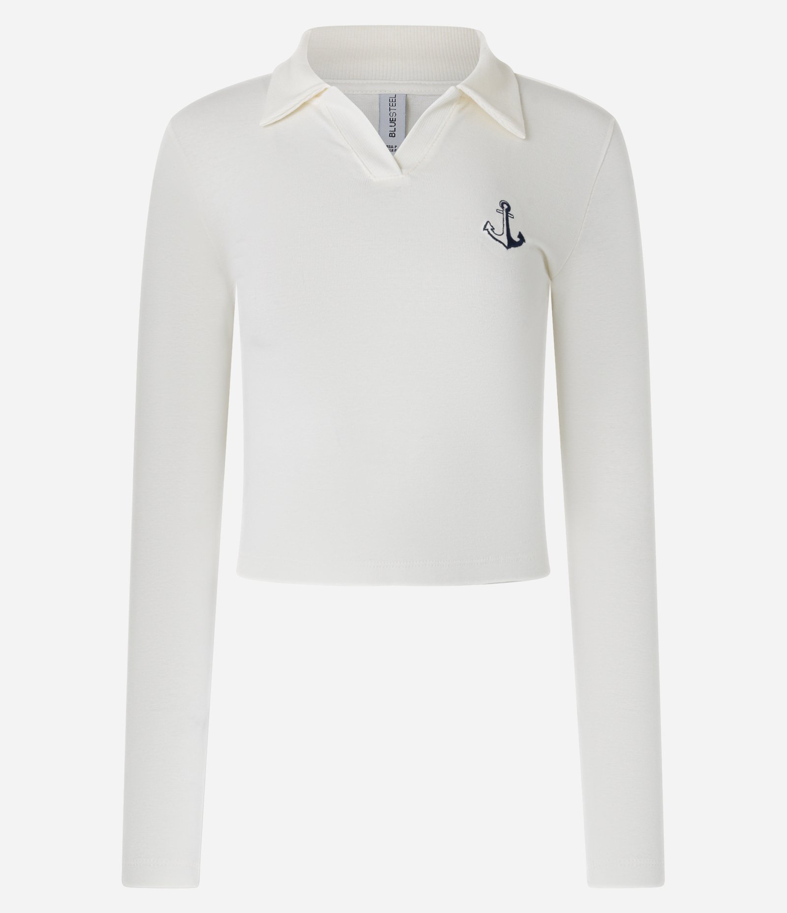 Blusa em Algodão com Gola Polo e Bordado de Ancora Branco 5