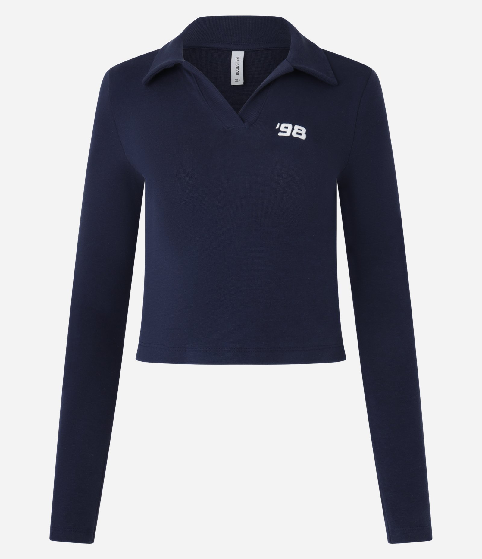 Blusa em Algodão com Gola Polo e Bordado 98 Azul Marinho 5