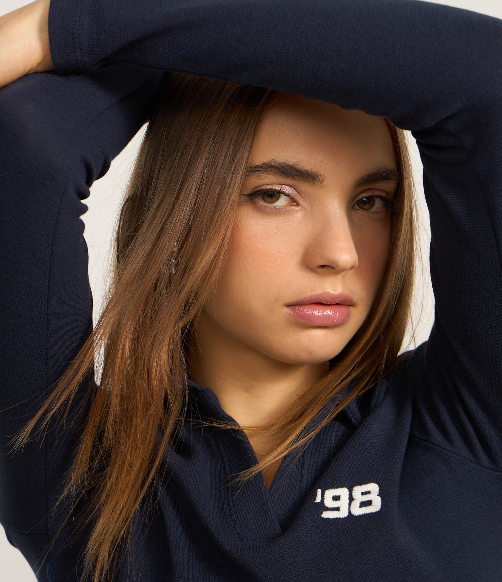 Blusa em Algodão com Gola Polo e Bordado 98 Azul Marinho 3