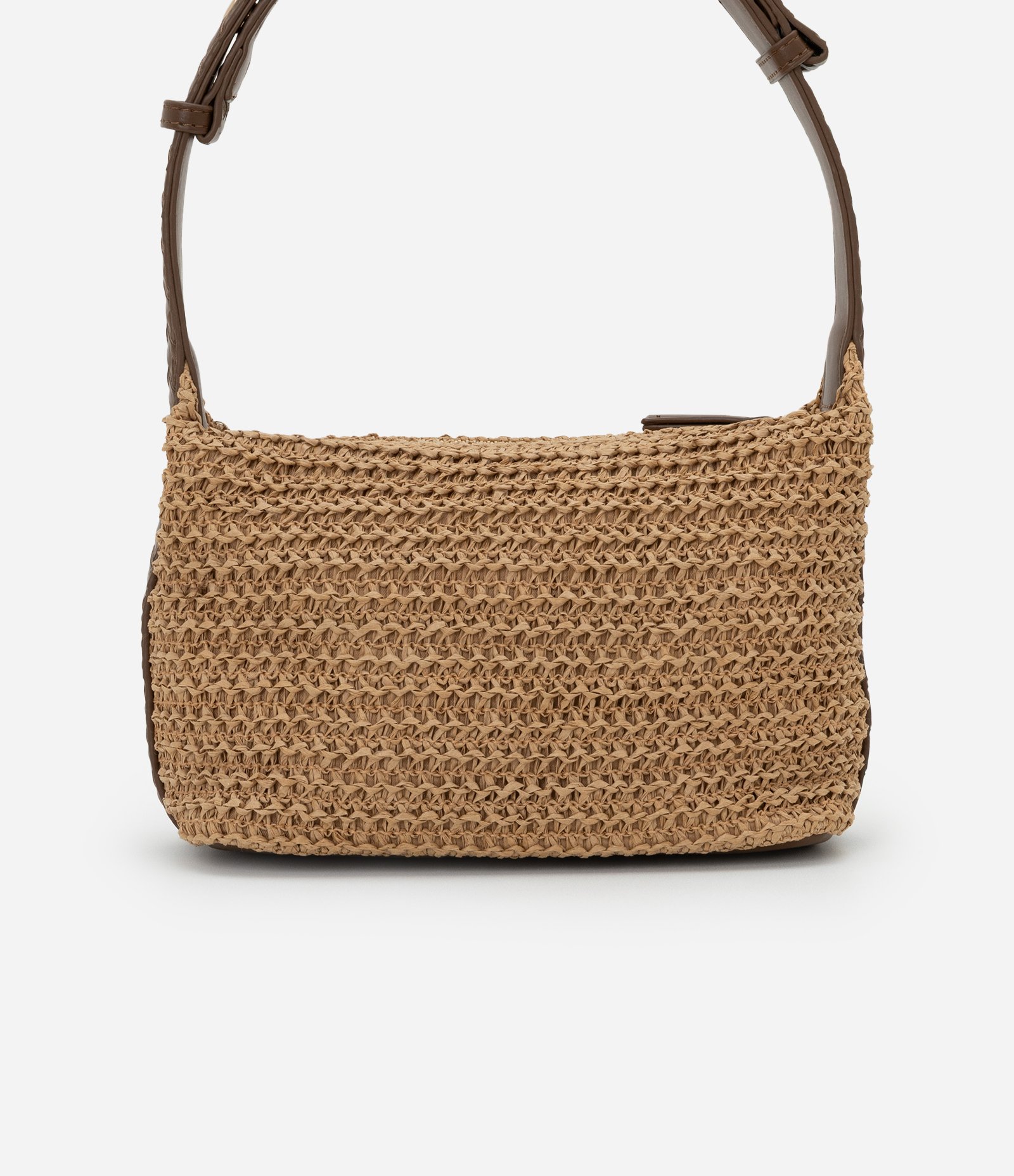 Bolsa Pequena com Efeito Ráfia Tressê e Alça Ajustável Boho Romântico Bege 4