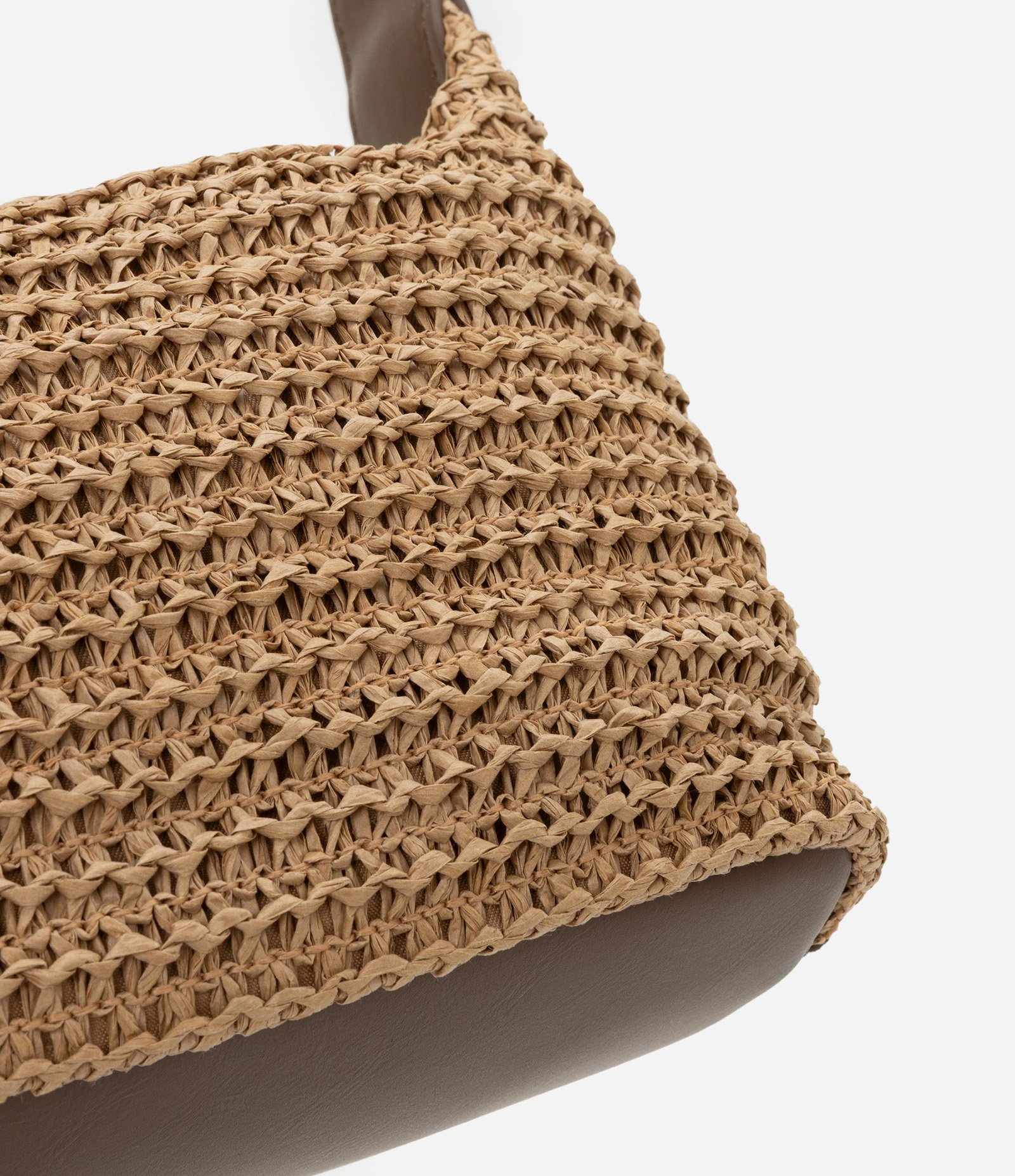 Bolsa Pequena com Efeito Ráfia Tressê e Alça Ajustável Boho Romântico Bege 5