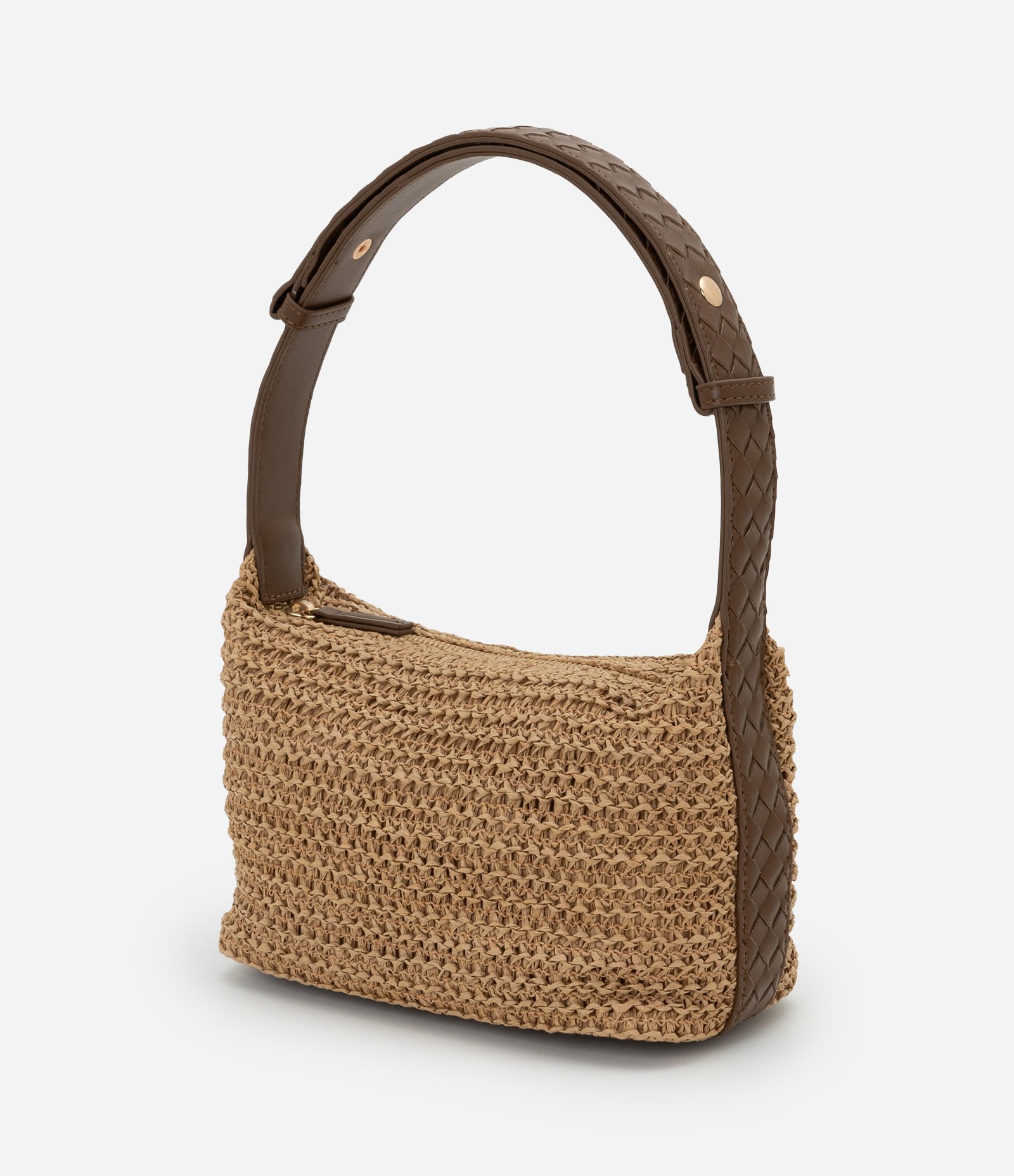 Bolsa Pequena com Efeito Ráfia Tressê e Alça Ajustável Boho Romântico Bege 7