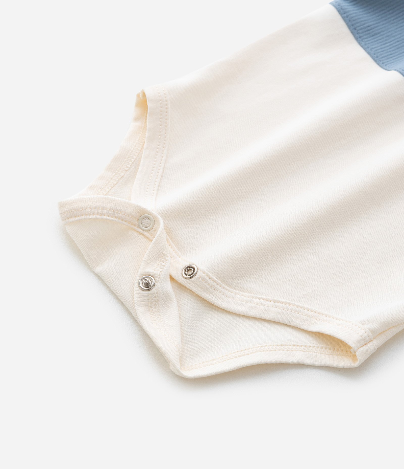 Body Infantil Texturizado Bicolor com Bolsinho - Tam 0 a 18 meses Azul/Off White 4