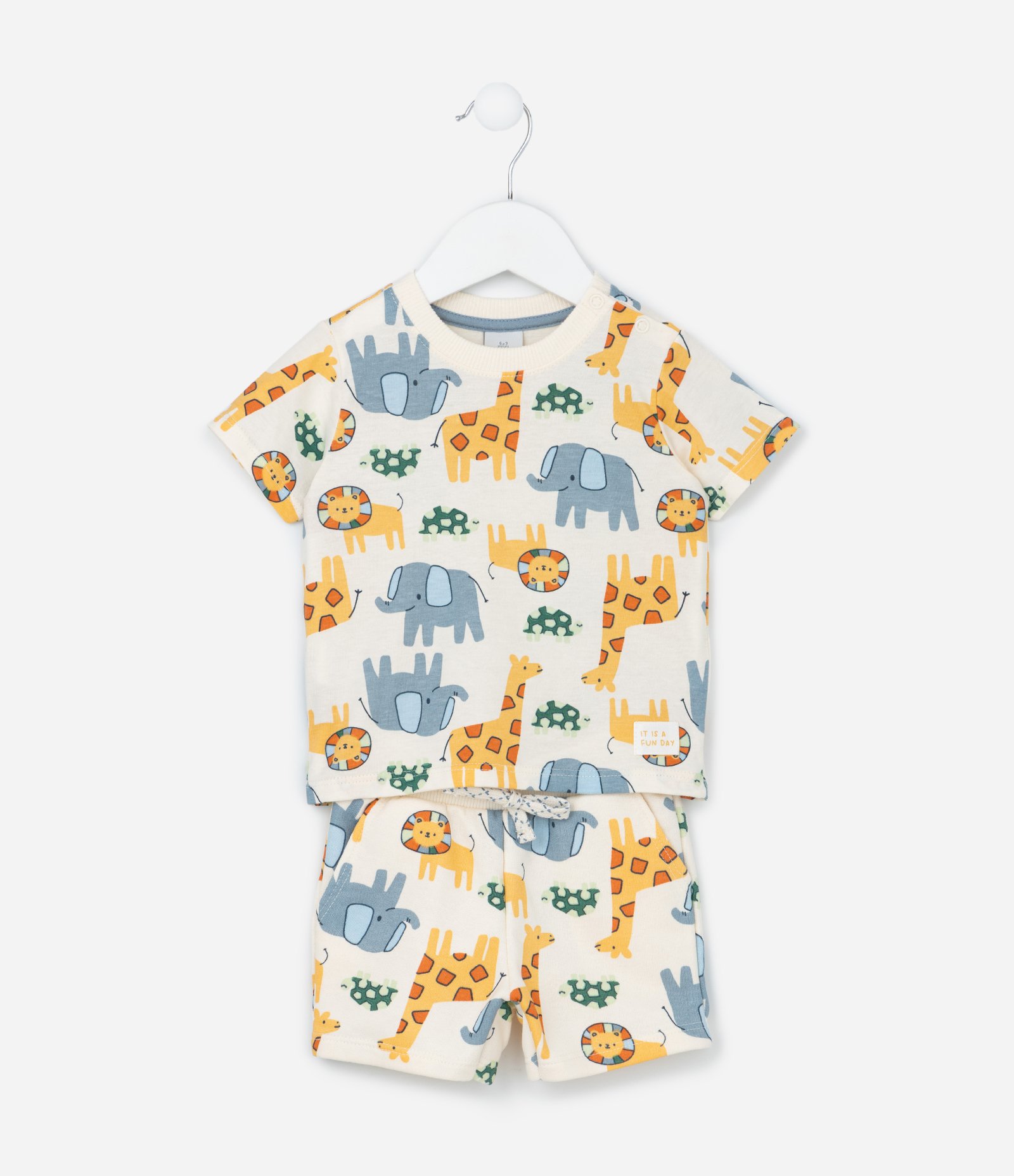 Conjunto Infantil com Estampa de Bichinhos - Tam RN a 18 meses Bege 2