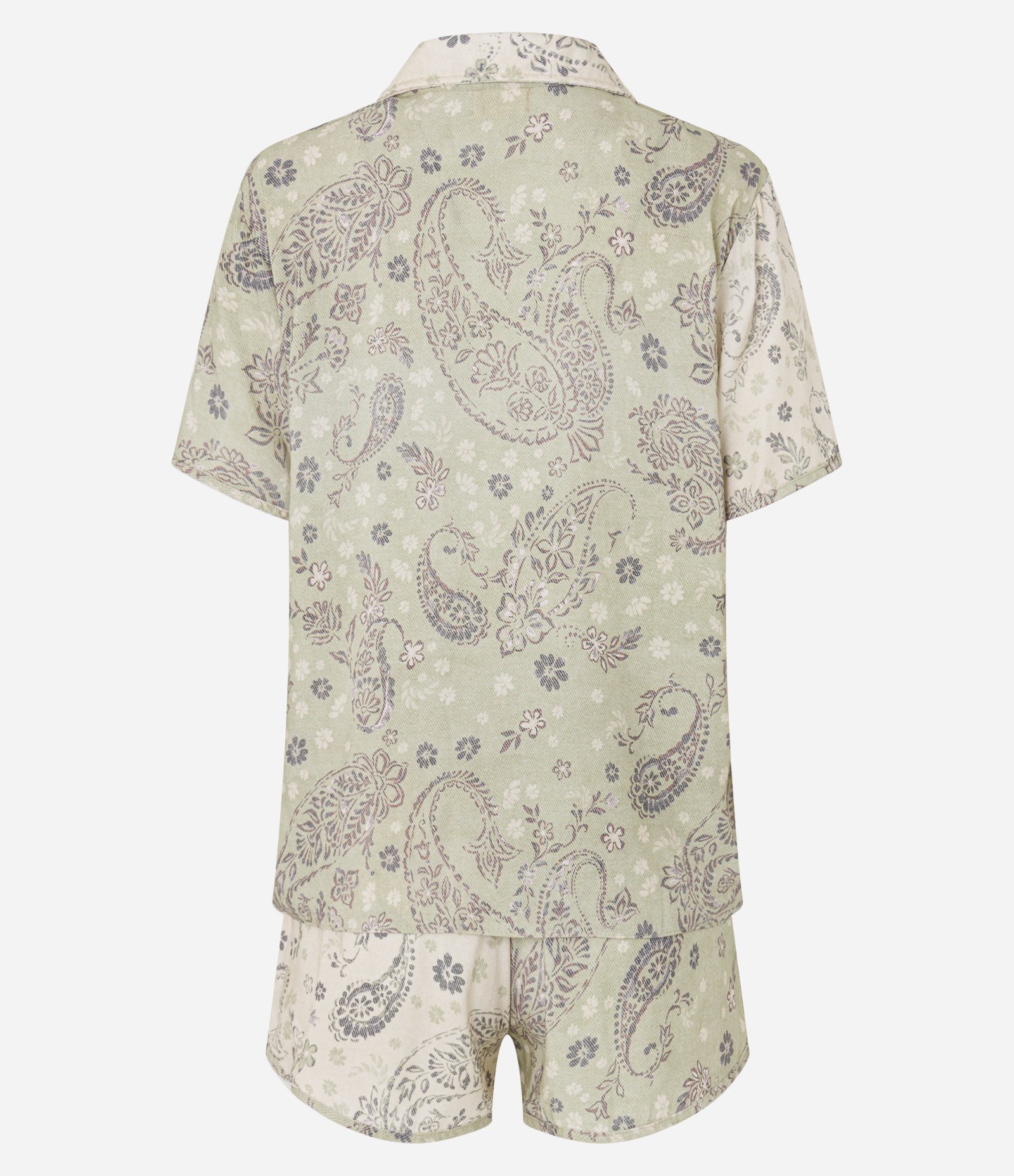 Pijama Short Doll em Viscose com Estampa Étnica Bege 5