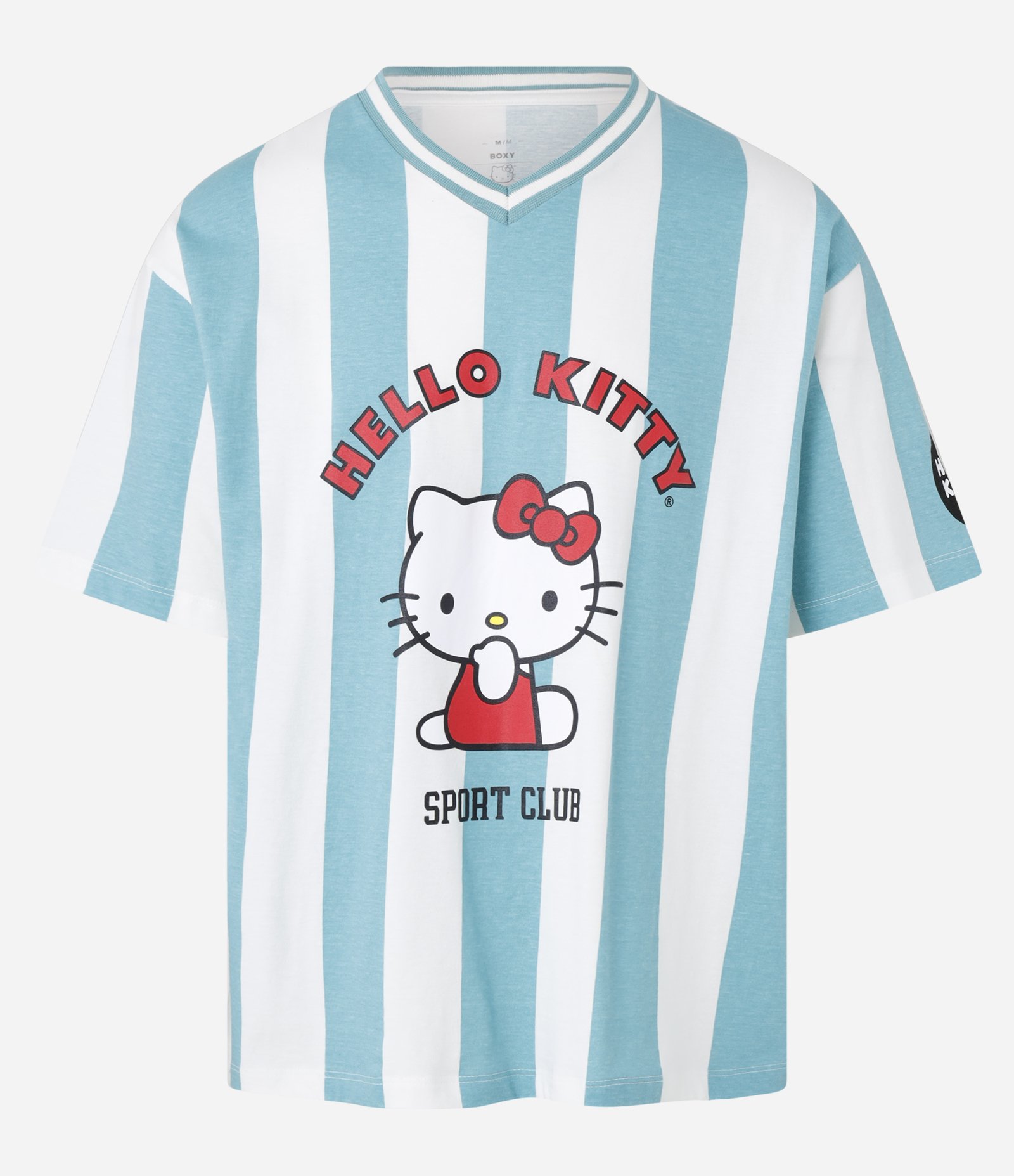 Camiseta Esportiva Boxy em Algodão Hello Kitty "Sport Club" Off White/Azul 8