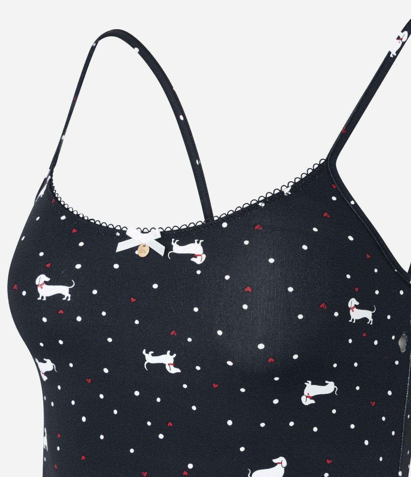 Blusa de Pijama Alcinha em Microfibra com Estampa Mini Cachorrinhos Preto 6