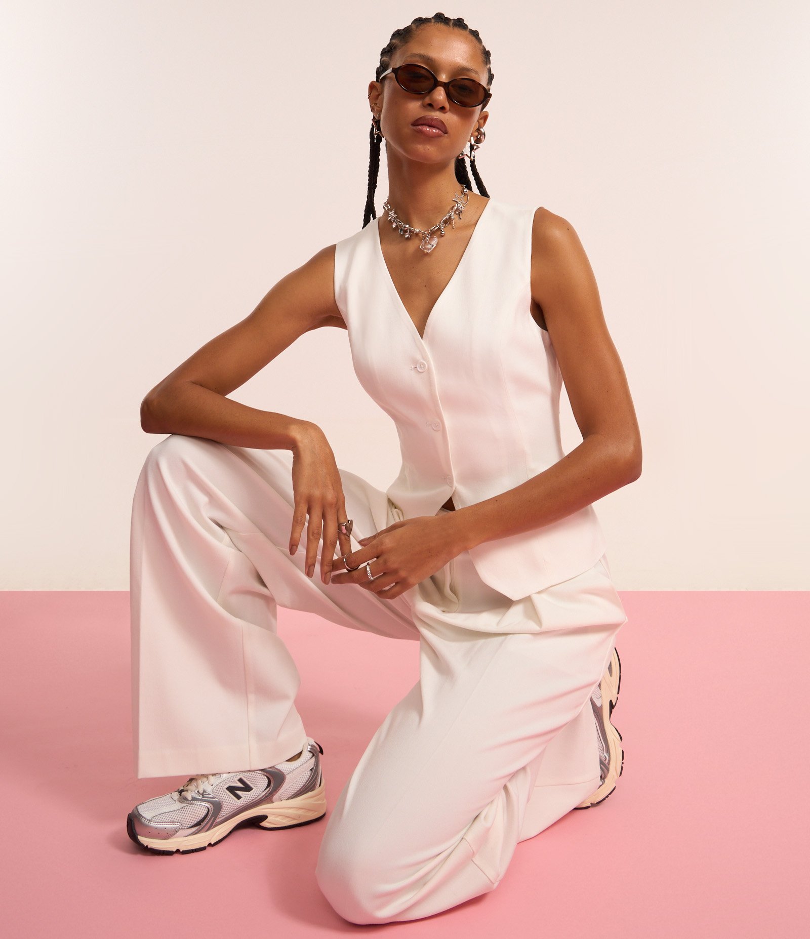 Colete em Alfaiataria com Costas Abertas Branco 6