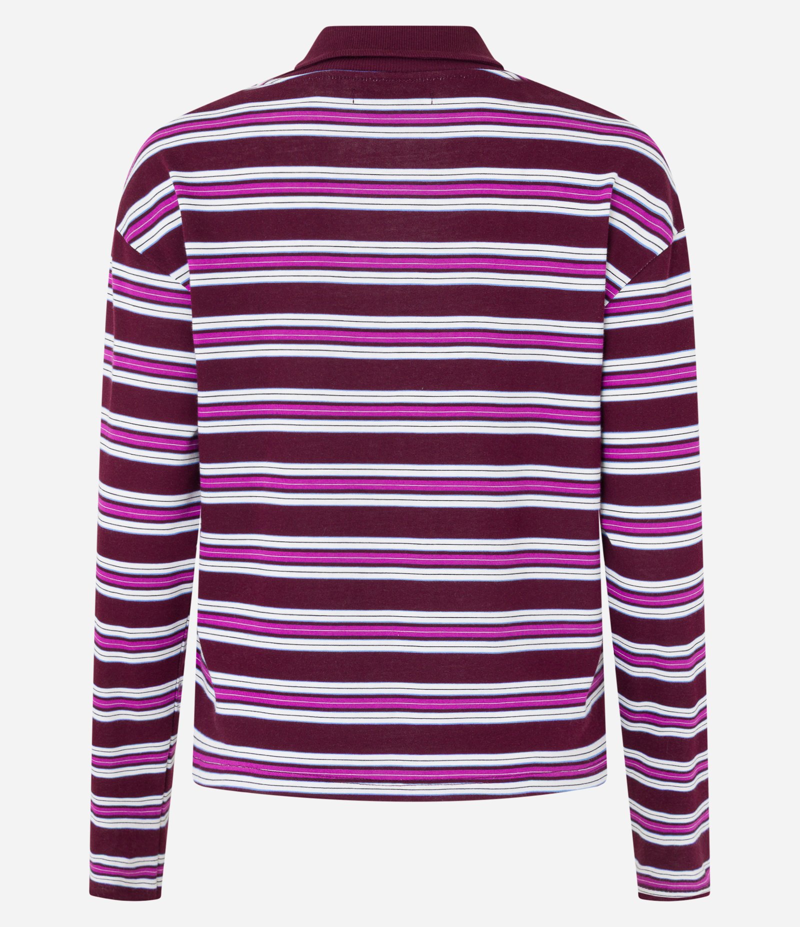 Blusa em Algodão com Listras e Gola Polo Bordô 6
