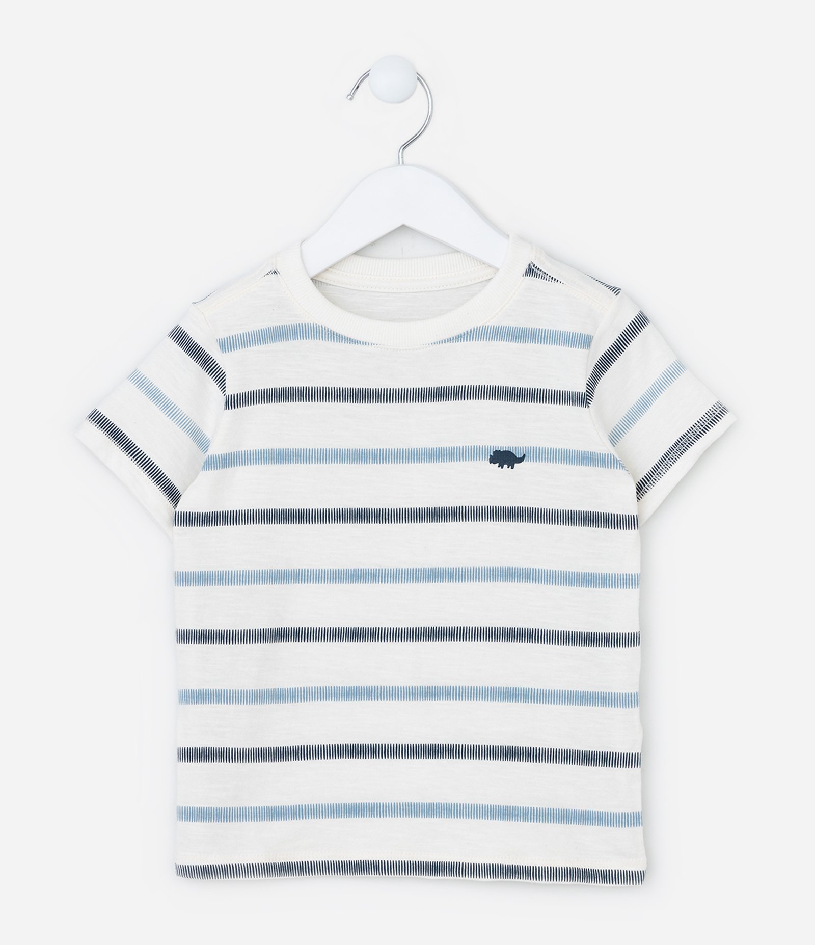Camiseta Infantil com Estampa Listrada - Tam 1 a 6 Anos Azul 2