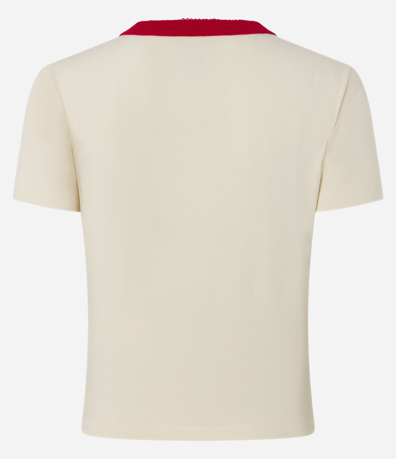 Blusa Baby Look em Algodão com Gola Contrastante e Silk Cherry Bomb Bege 5