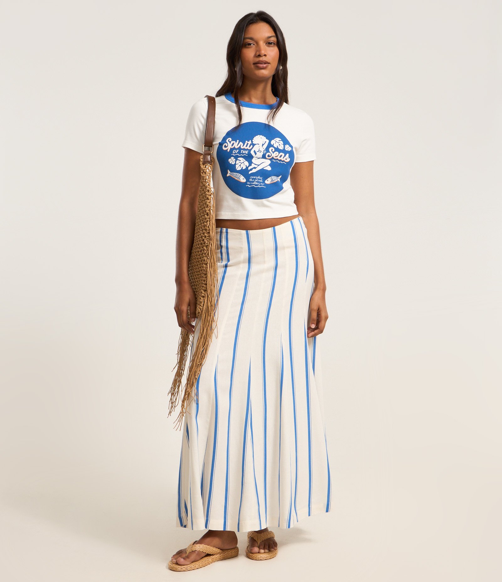 Blusa Baby look em Algodão com Gola Contrastante e Estampa Fundo do Mar Branco 2