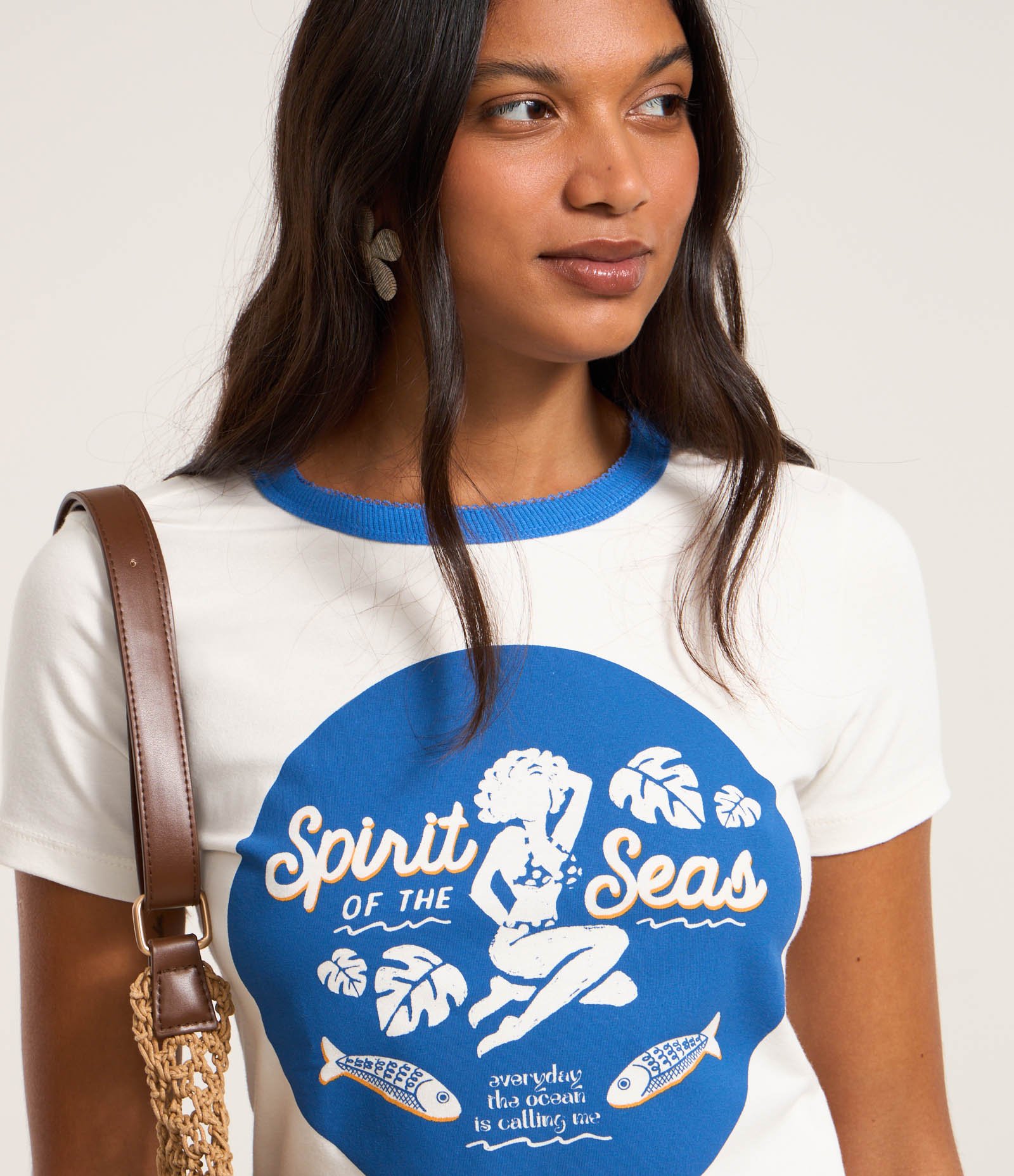 Blusa Baby look em Algodão com Gola Contrastante e Estampa Fundo do Mar Branco 4