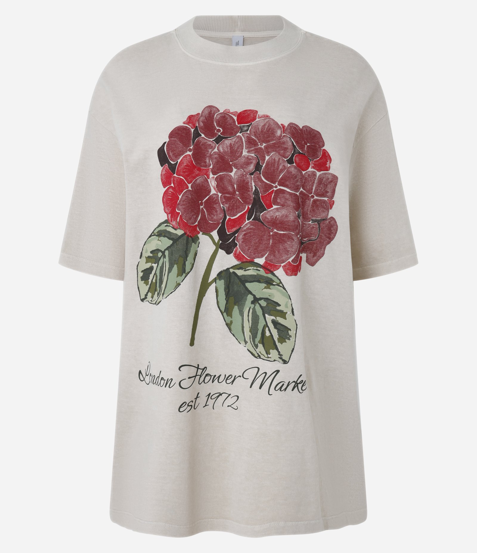 Camiseta Over em Algodão com Estampa de Flor Cinza 4