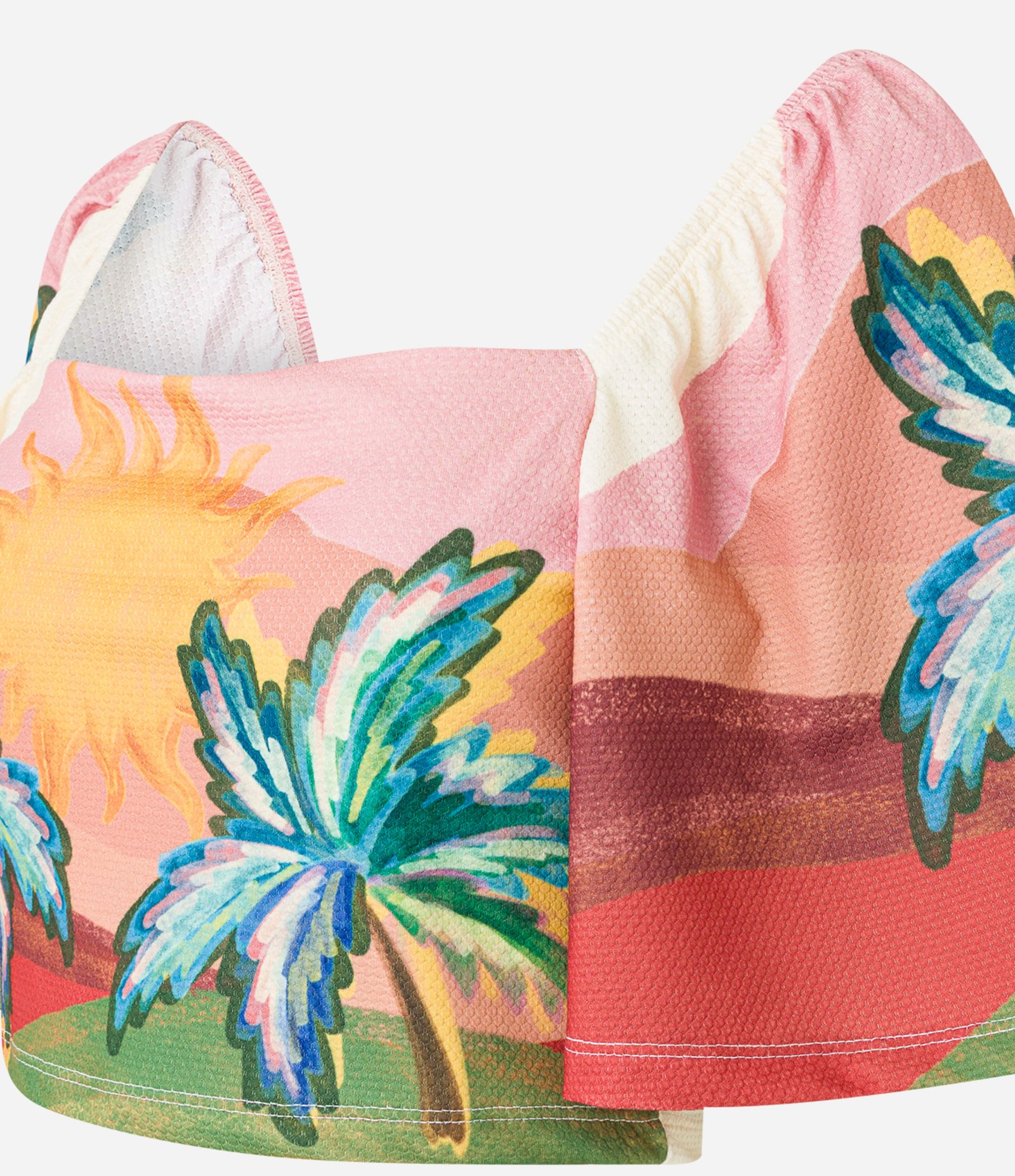 Blusa Cropped Texturizada com Estampa Tropical Multicores 5