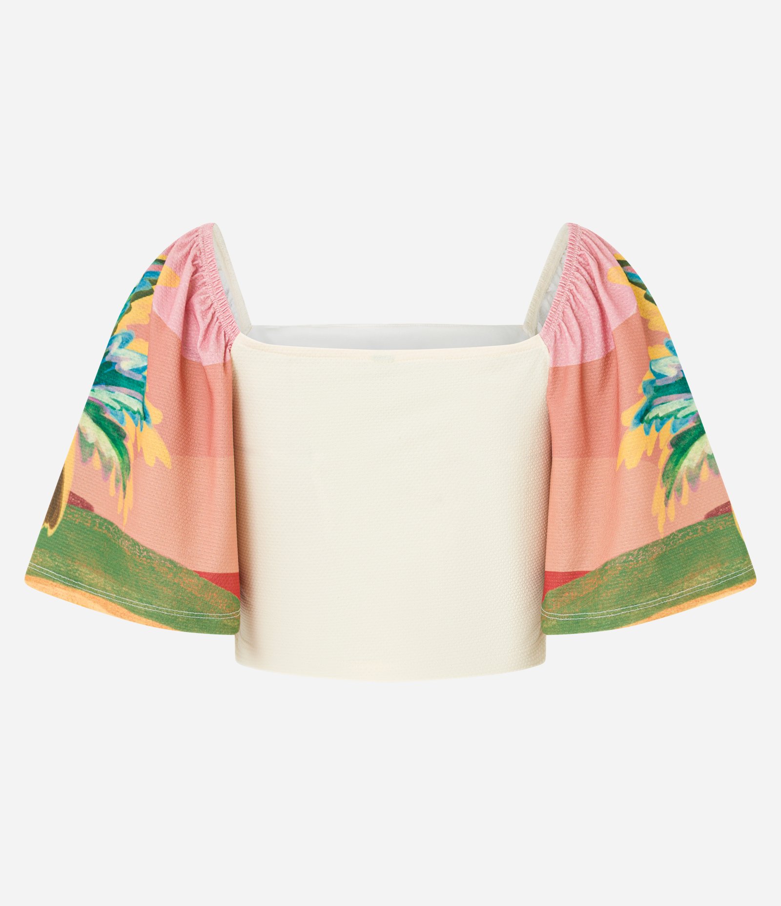 Blusa Cropped Texturizada com Estampa Tropical Multicores 6