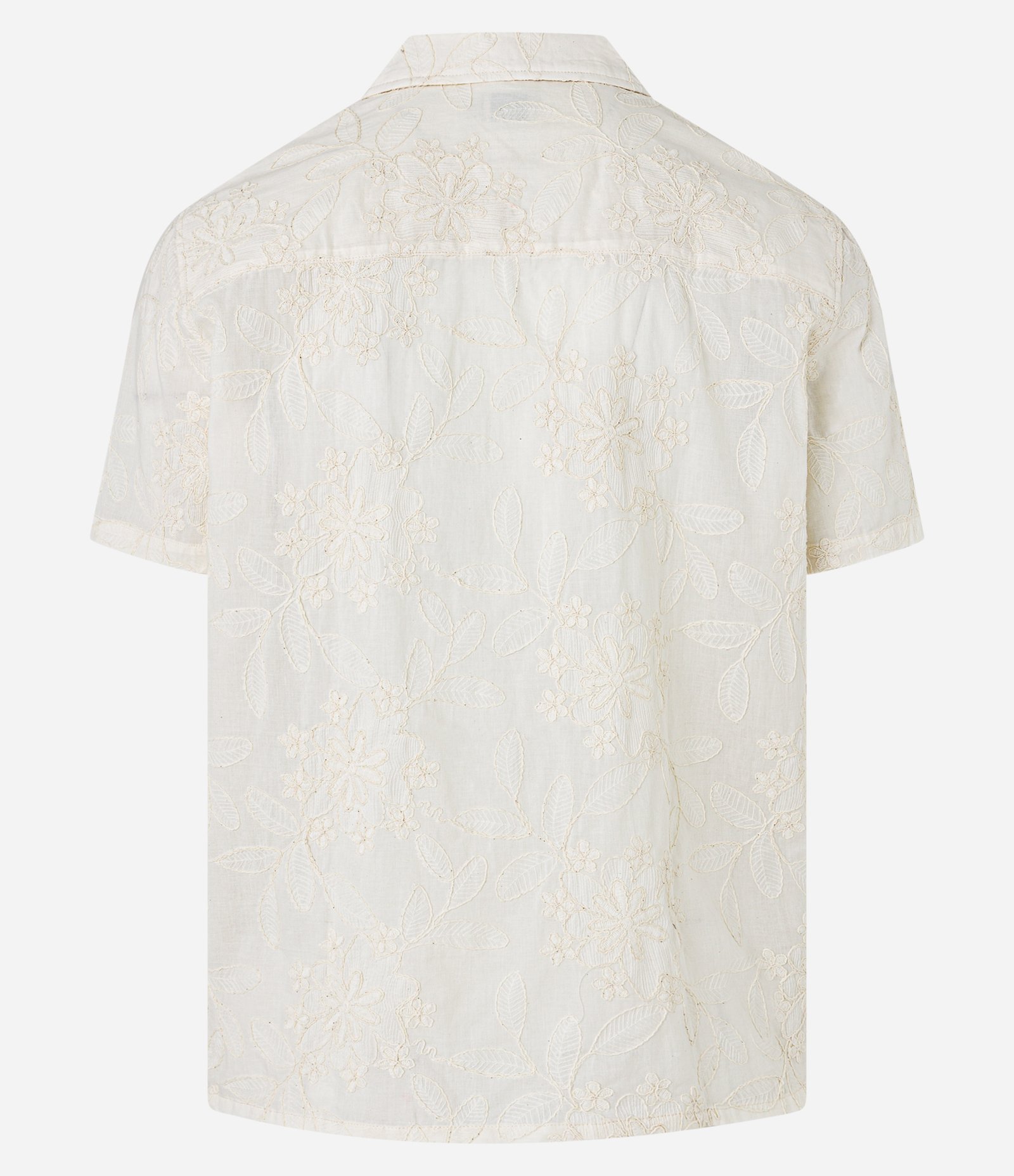 Camisa Comfort em Algodão com Bordado Floral e Texturizada Off White 11