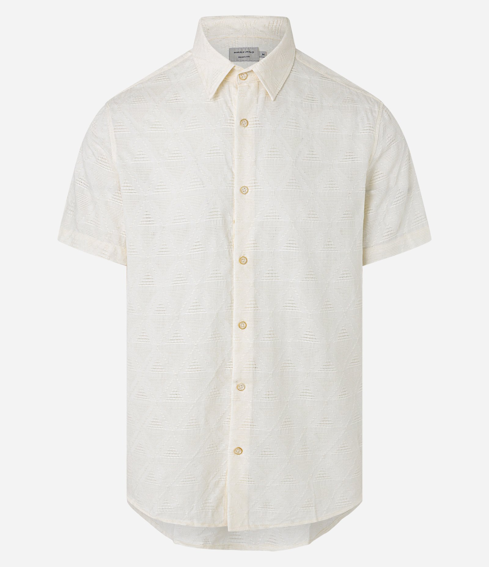Camisa Regular em Viscose com Textura de Losangos Off White 7