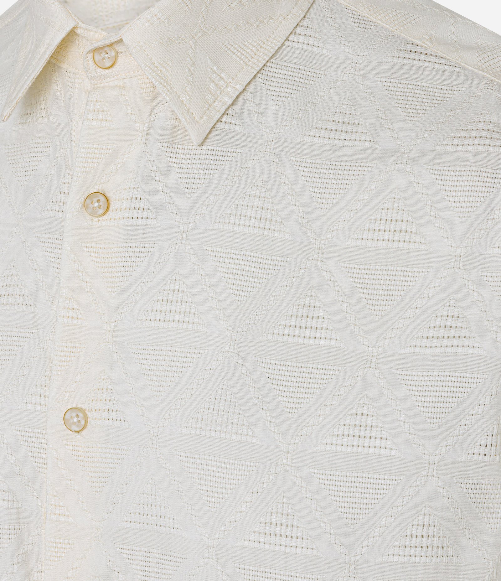 Camisa Regular em Viscose com Textura de Losangos Off White 8
