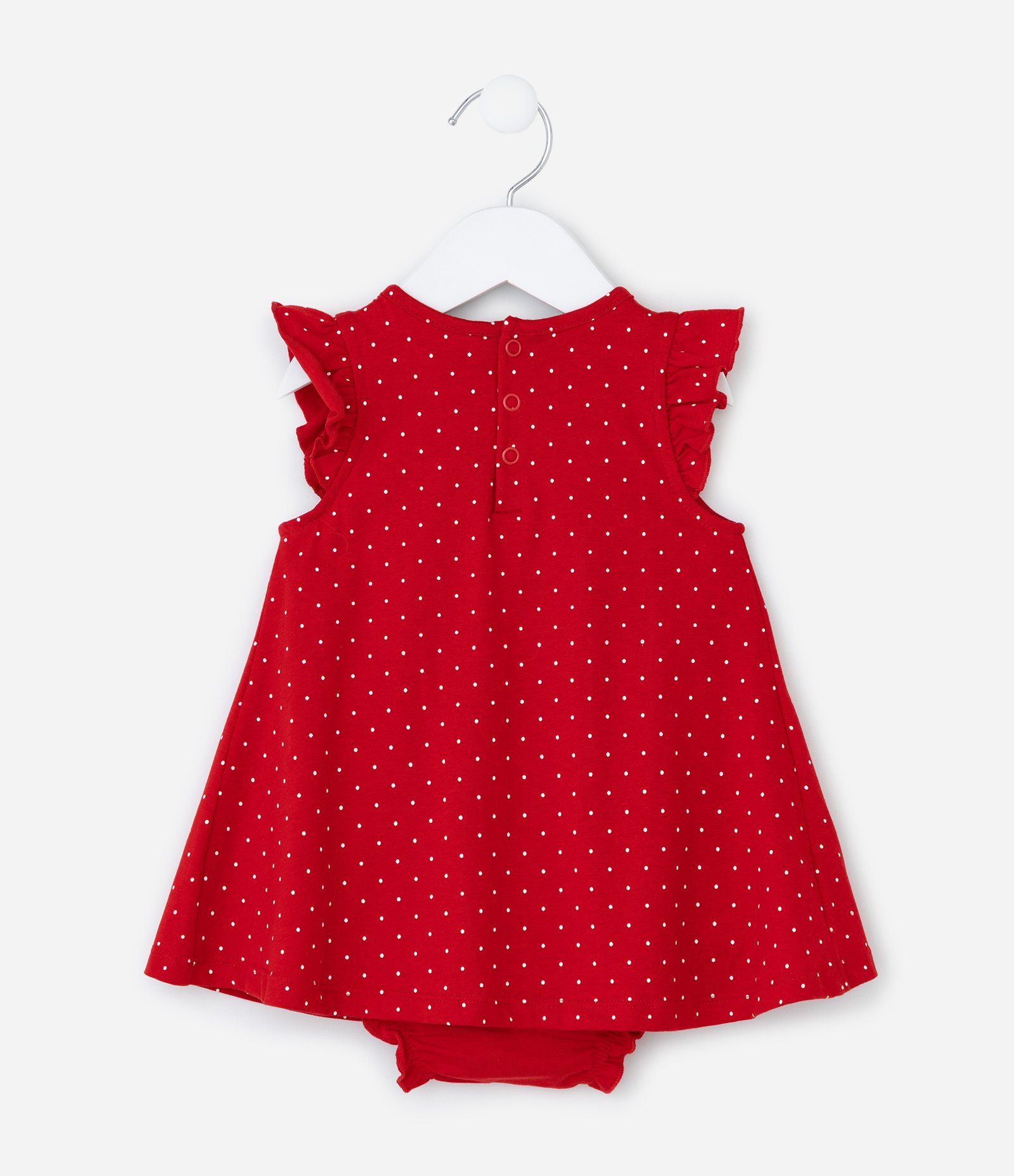 Vestido Body Infantil com Estampa Poá e Bordado de Cereja com Rostinho - Tam 0 a 18 meses Vermelho 3
