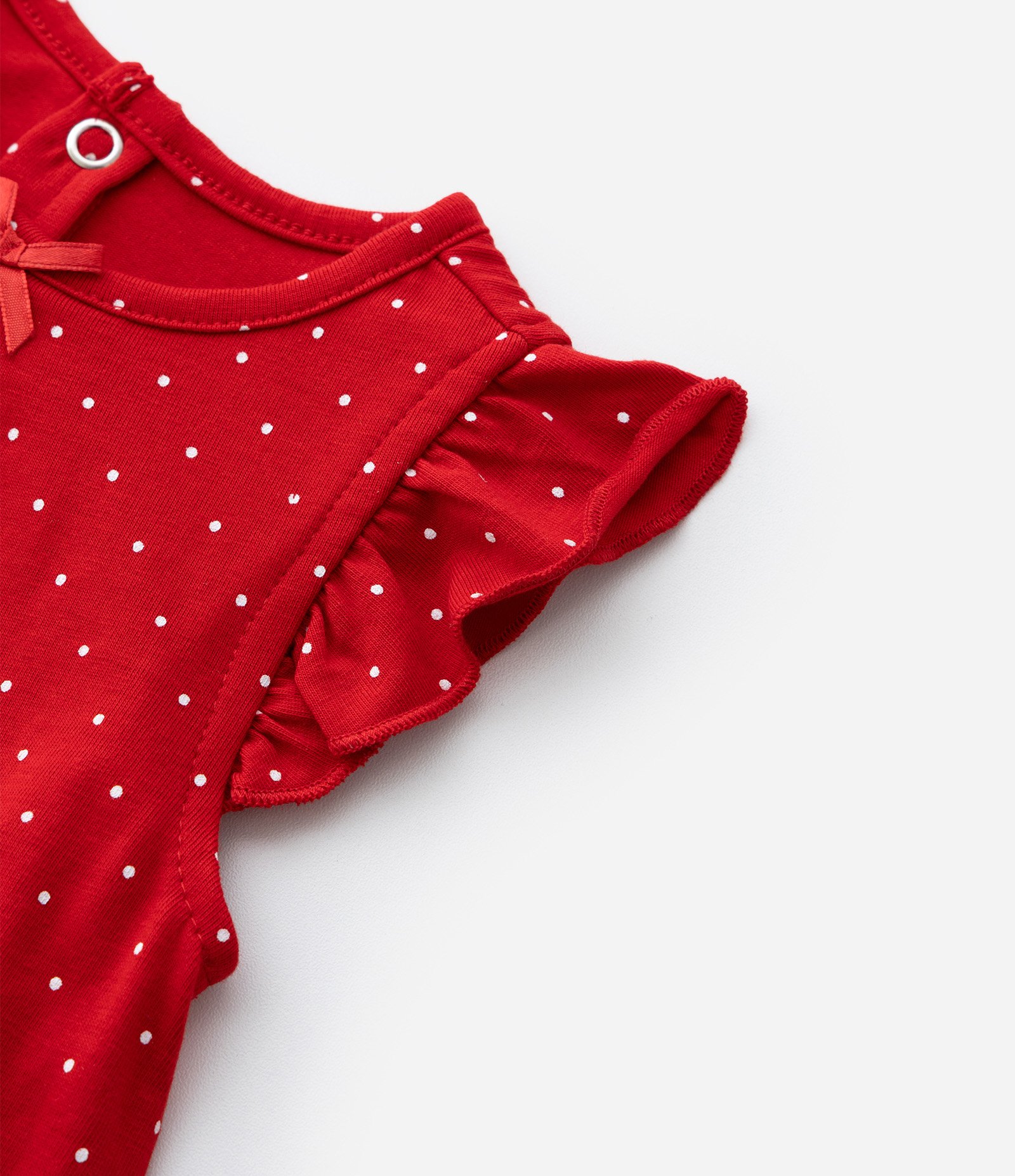 Vestido Body Infantil com Estampa Poá e Bordado de Cereja com Rostinho - Tam 0 a 18 meses Vermelho 6