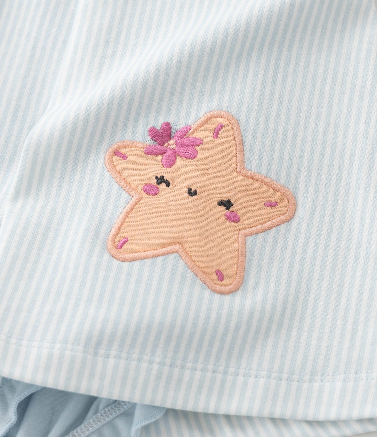 Vestido Body Infantil com Estampa de Listras e Bordado de Estrela com Rostinho - Tam 0 a 18 Meses Azul 8