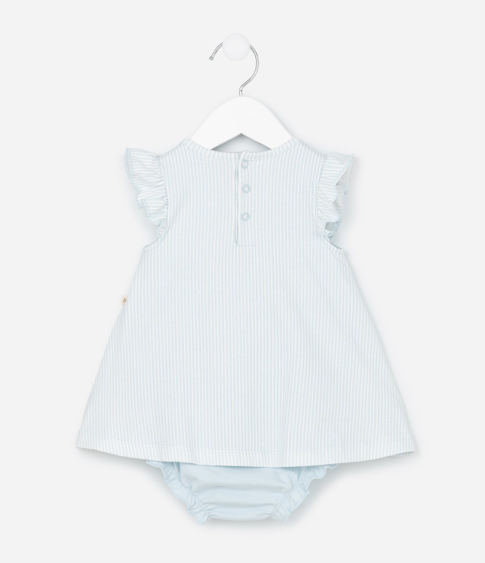 Vestido Body Infantil com Estampa de Listras e Bordado de Estrela com Rostinho - Tam 0 a 18 Meses Azul 2
