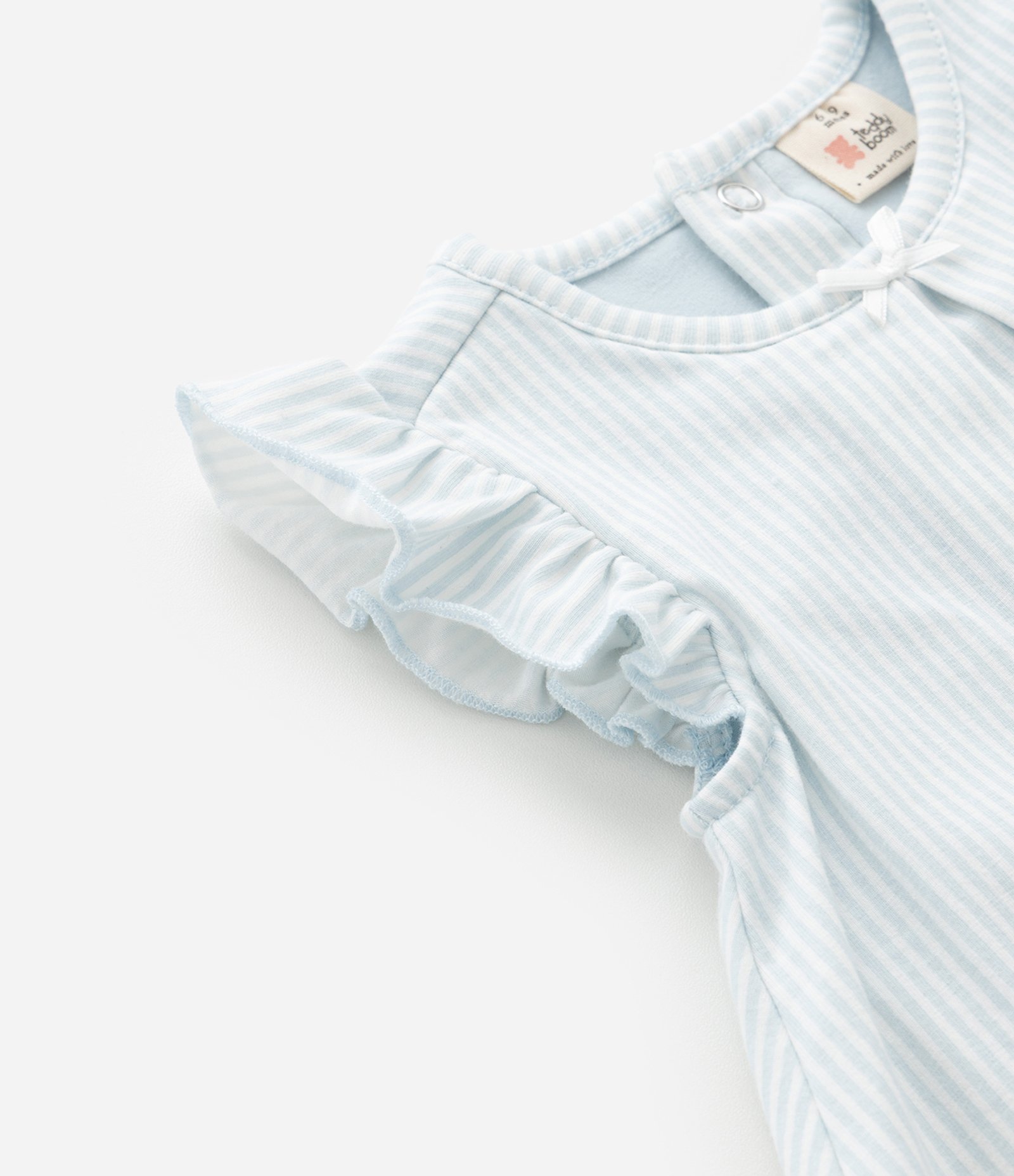 Vestido Body Infantil com Estampa de Listras e Bordado de Estrela com Rostinho - Tam 0 a 18 Meses Azul 5