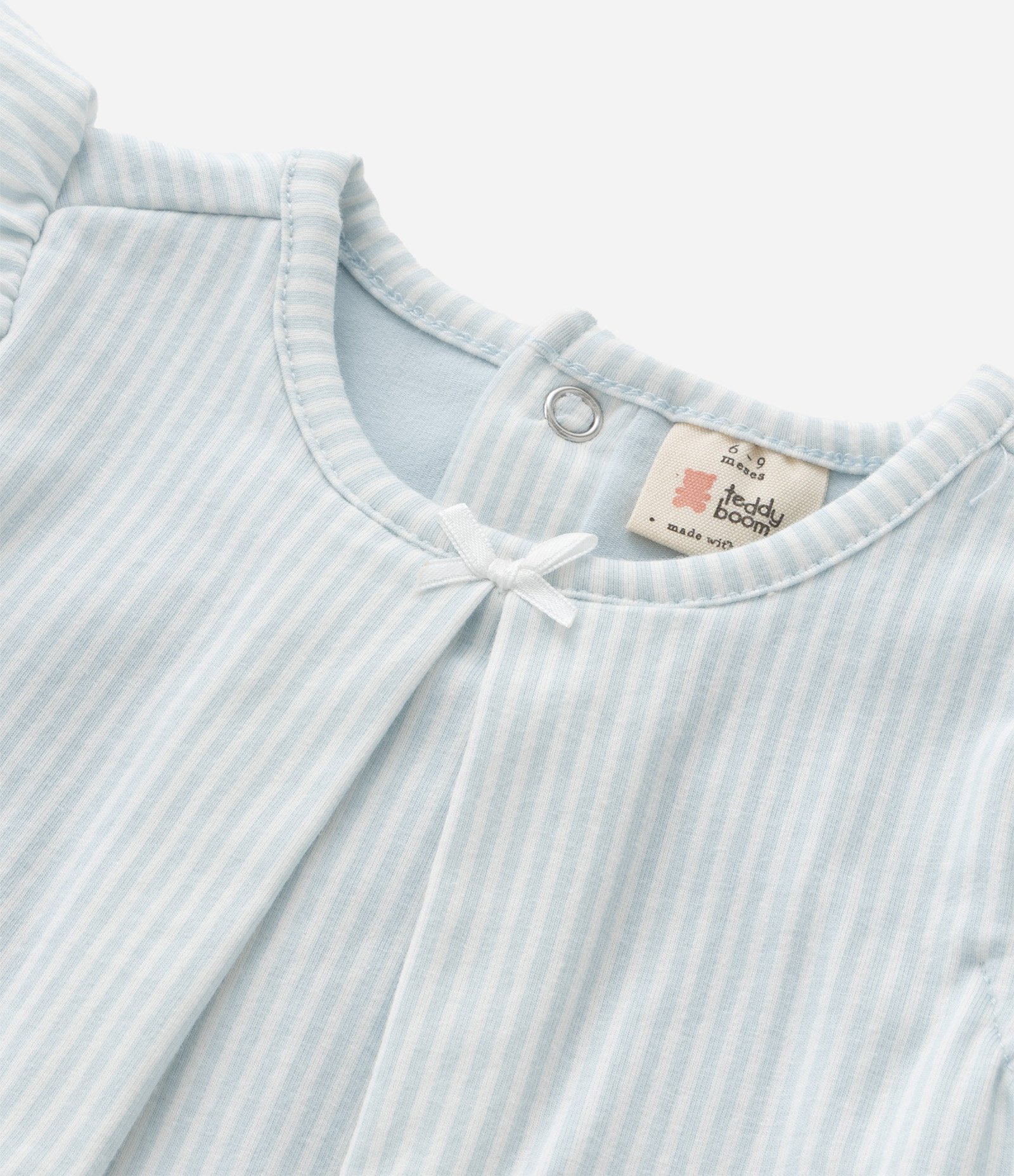 Vestido Body Infantil com Estampa de Listras e Bordado de Estrela com Rostinho - Tam 0 a 18 Meses Azul 6