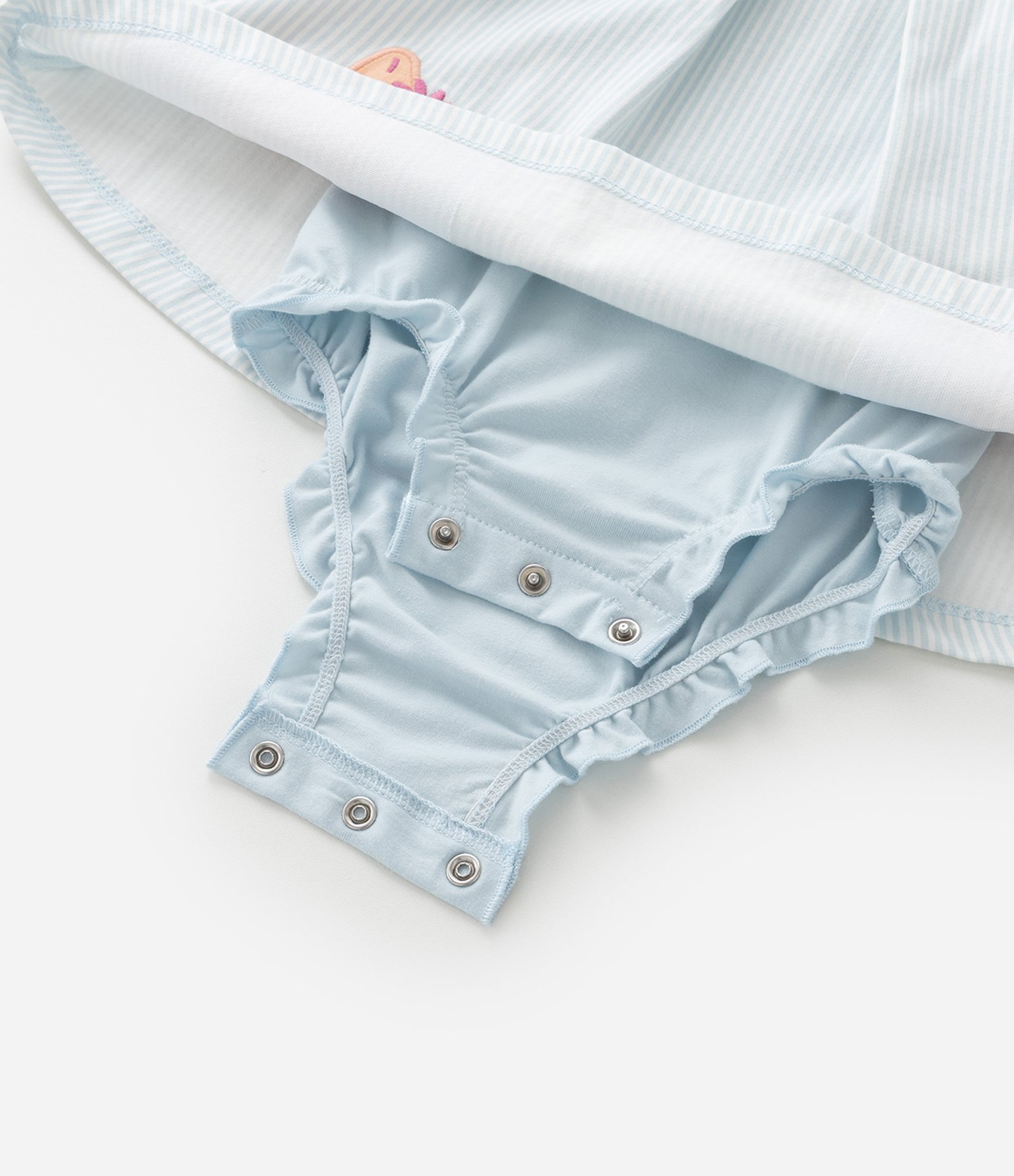 Vestido Body Infantil com Estampa de Listras e Bordado de Estrela com Rostinho - Tam 0 a 18 Meses Azul 7