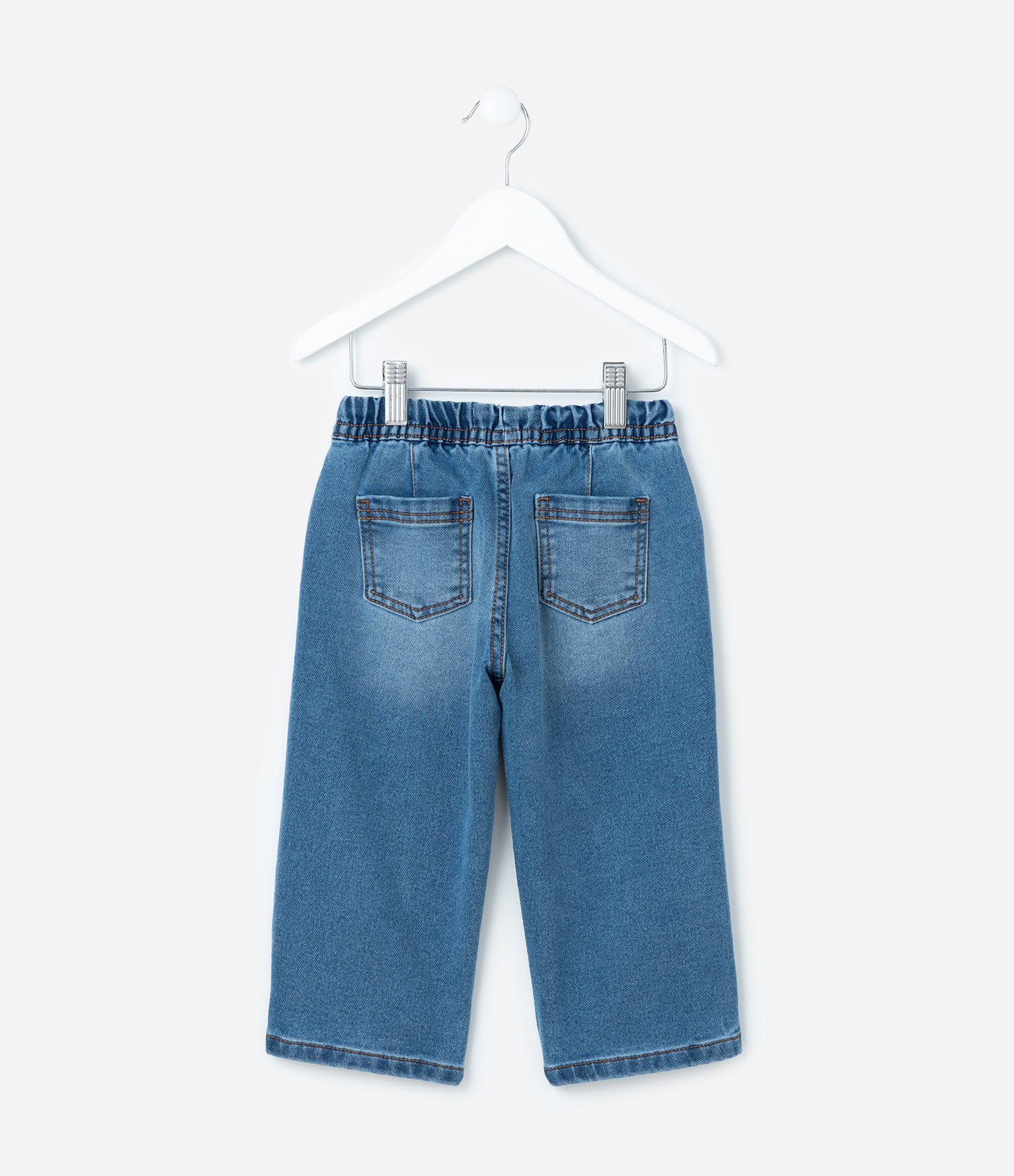 Calça Reta Infantil em Jeans com Amarração - Tam 1 a 6 Anos Azul 2