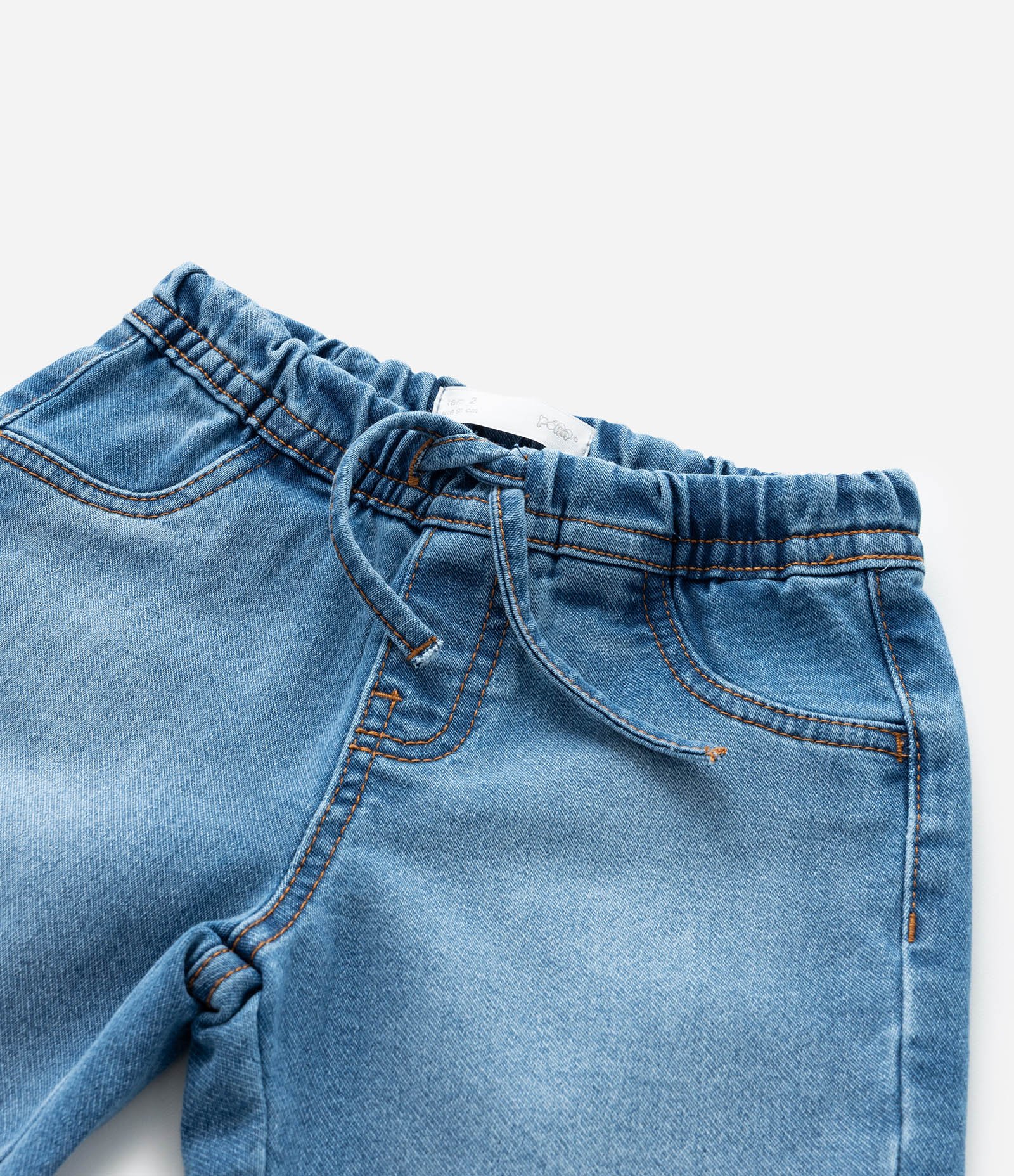 Calça Reta Infantil em Jeans com Amarração - Tam 1 a 6 Anos Azul 4