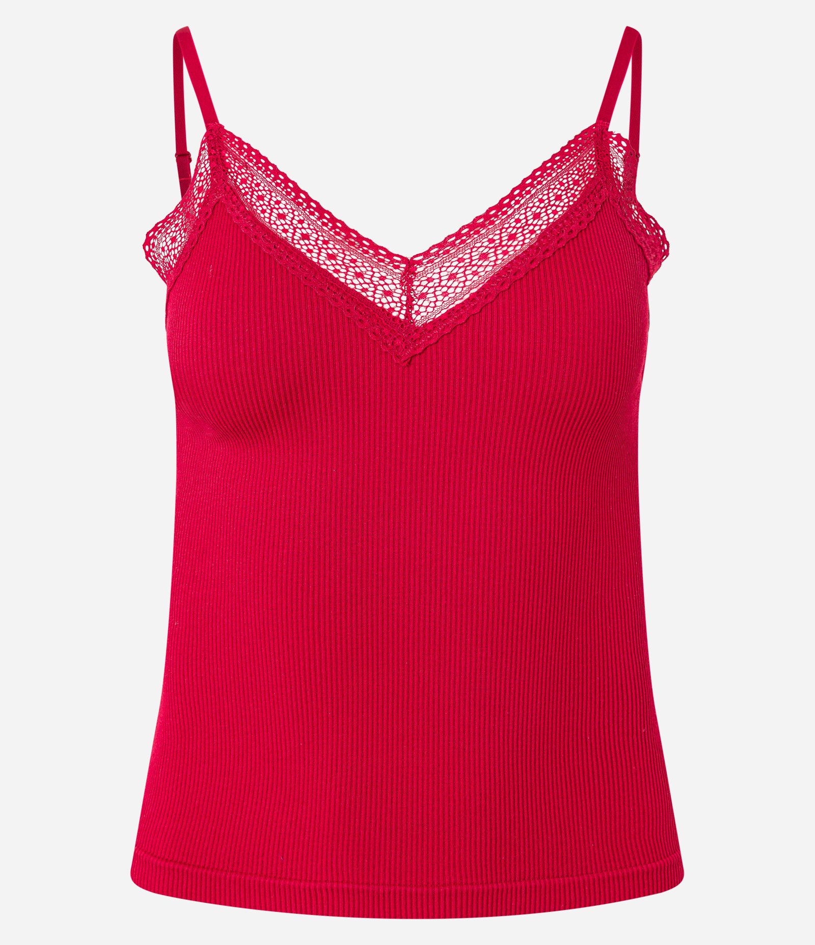 Blusa de Pijama Seamless com Rendinha Vermelho 1