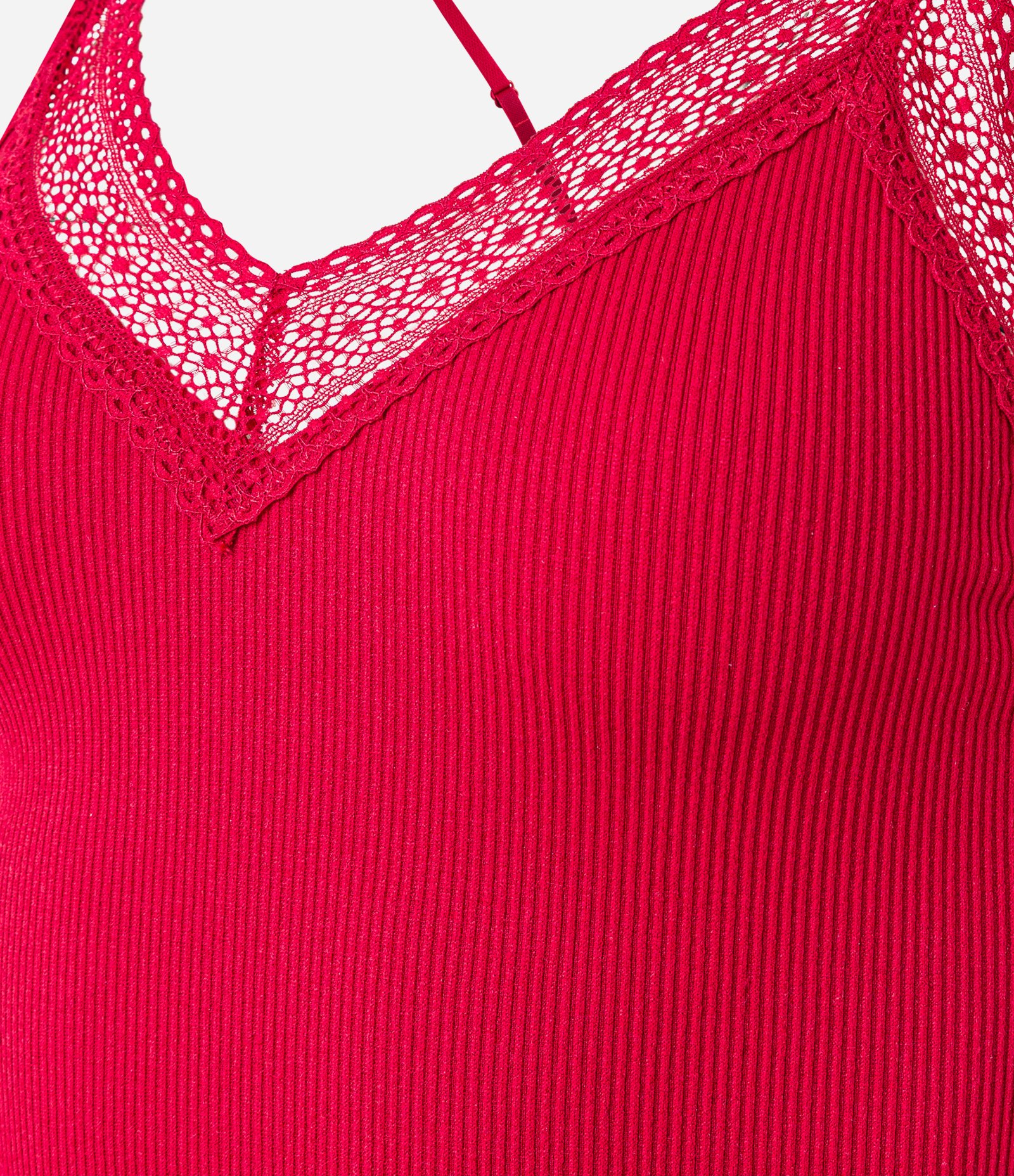 Blusa de Pijama Seamless com Rendinha Vermelho 2