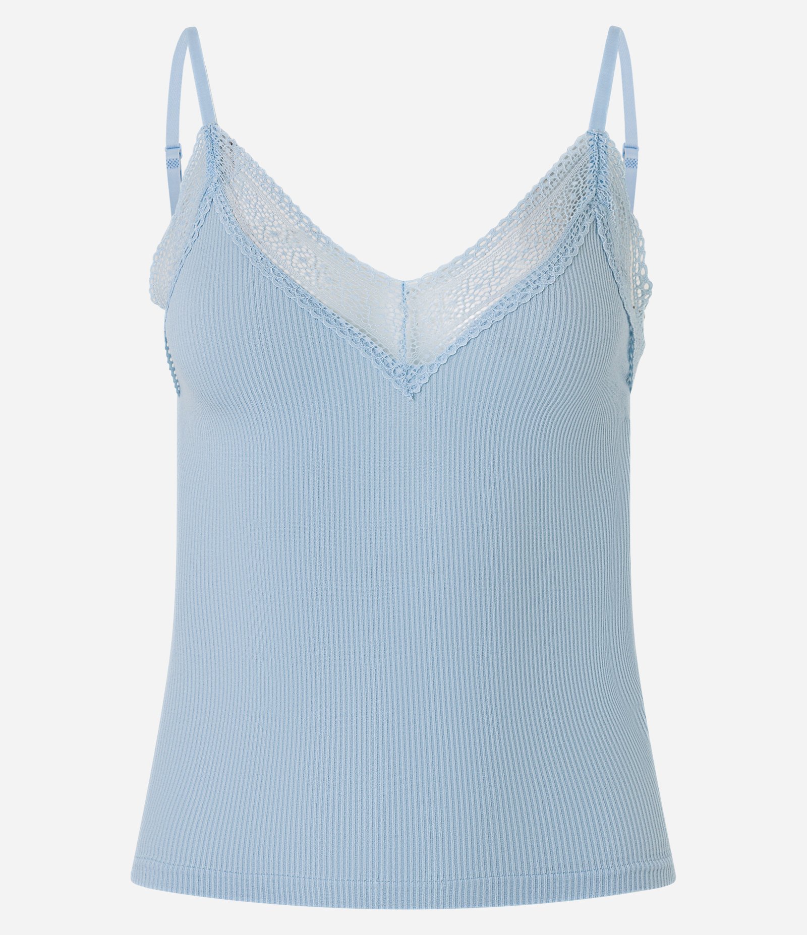 Blusa de Pijama Seamless com Rendinha Azul 1