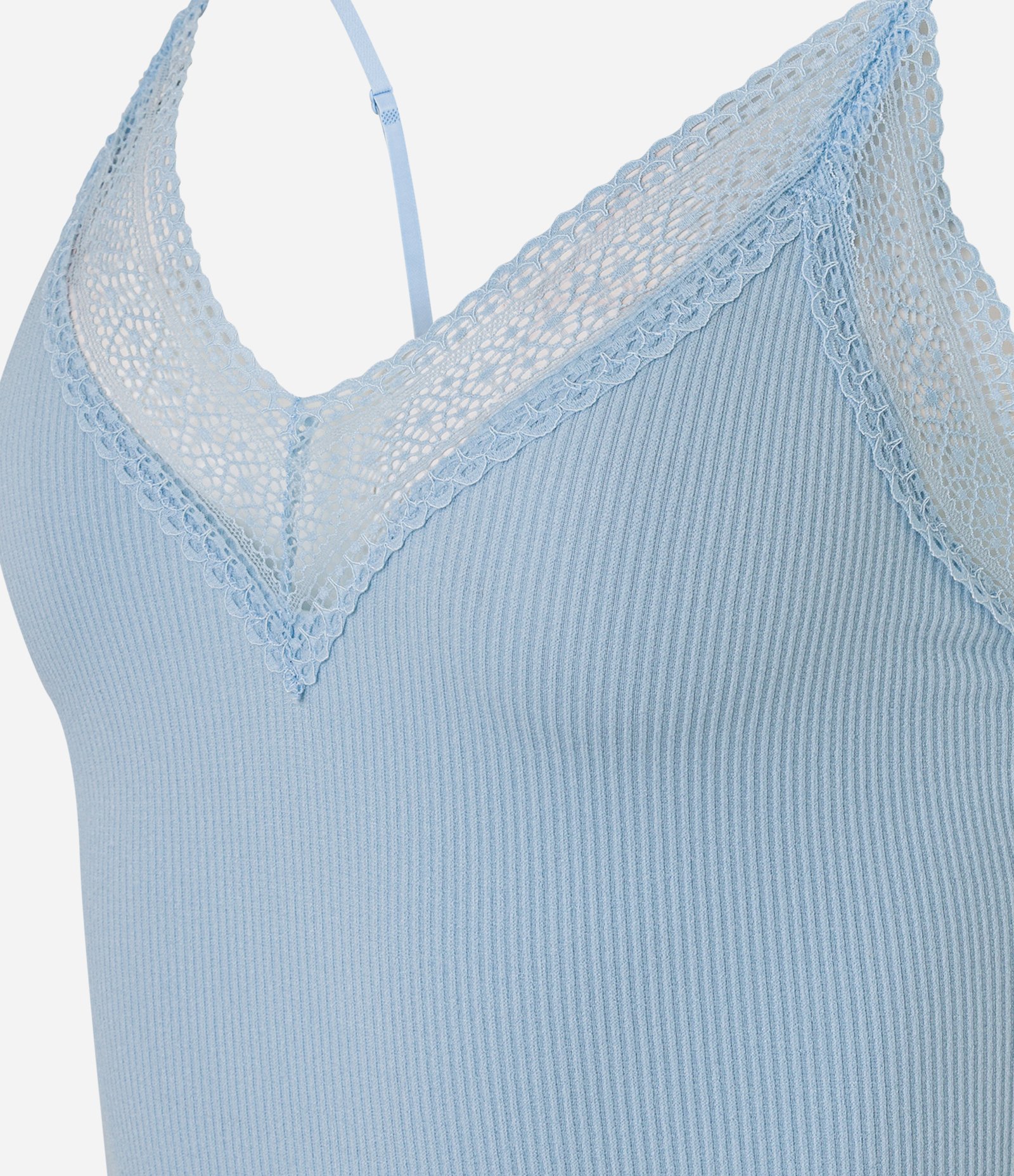 Blusa de Pijama Seamless com Rendinha Azul 2