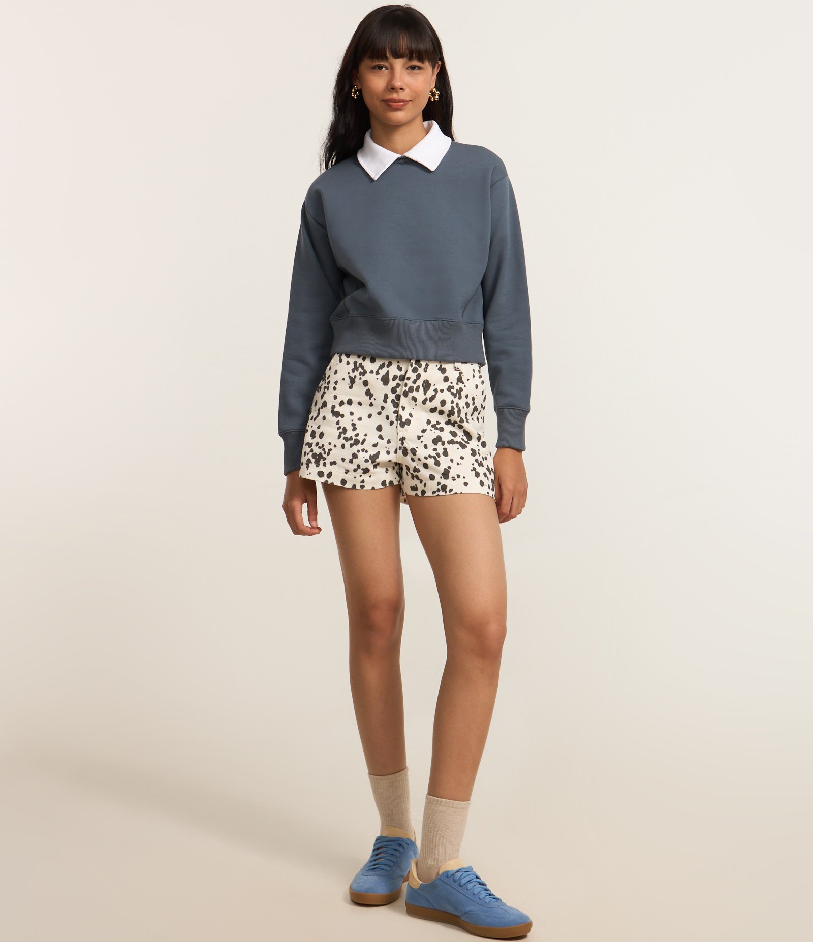 Moletom com Forro em Felpa e Golinha Polo Contrastante Azul 2