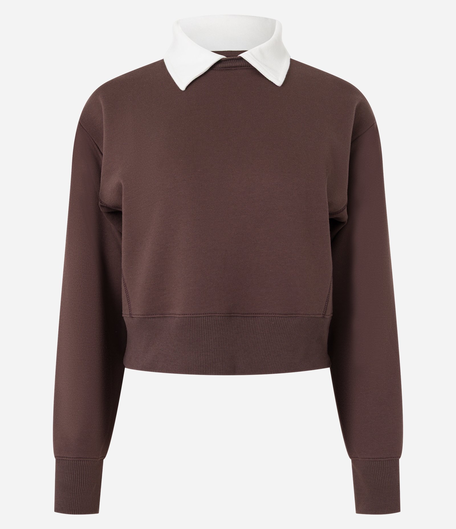 Moletom com Forro em Felpa e Golinha Polo Contrastante Marrom 5