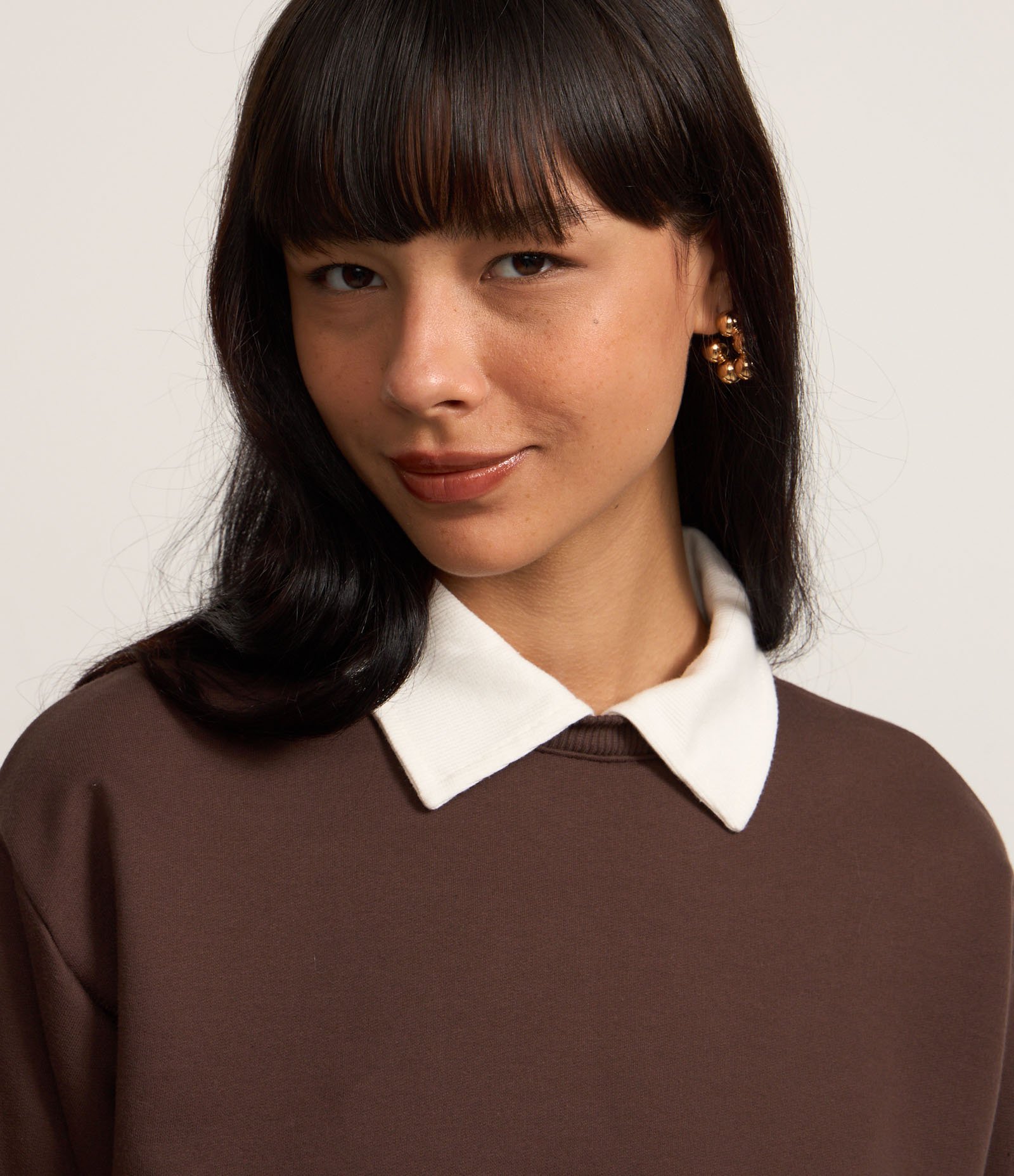 Moletom com Forro em Felpa e Golinha Polo Contrastante Marrom 4