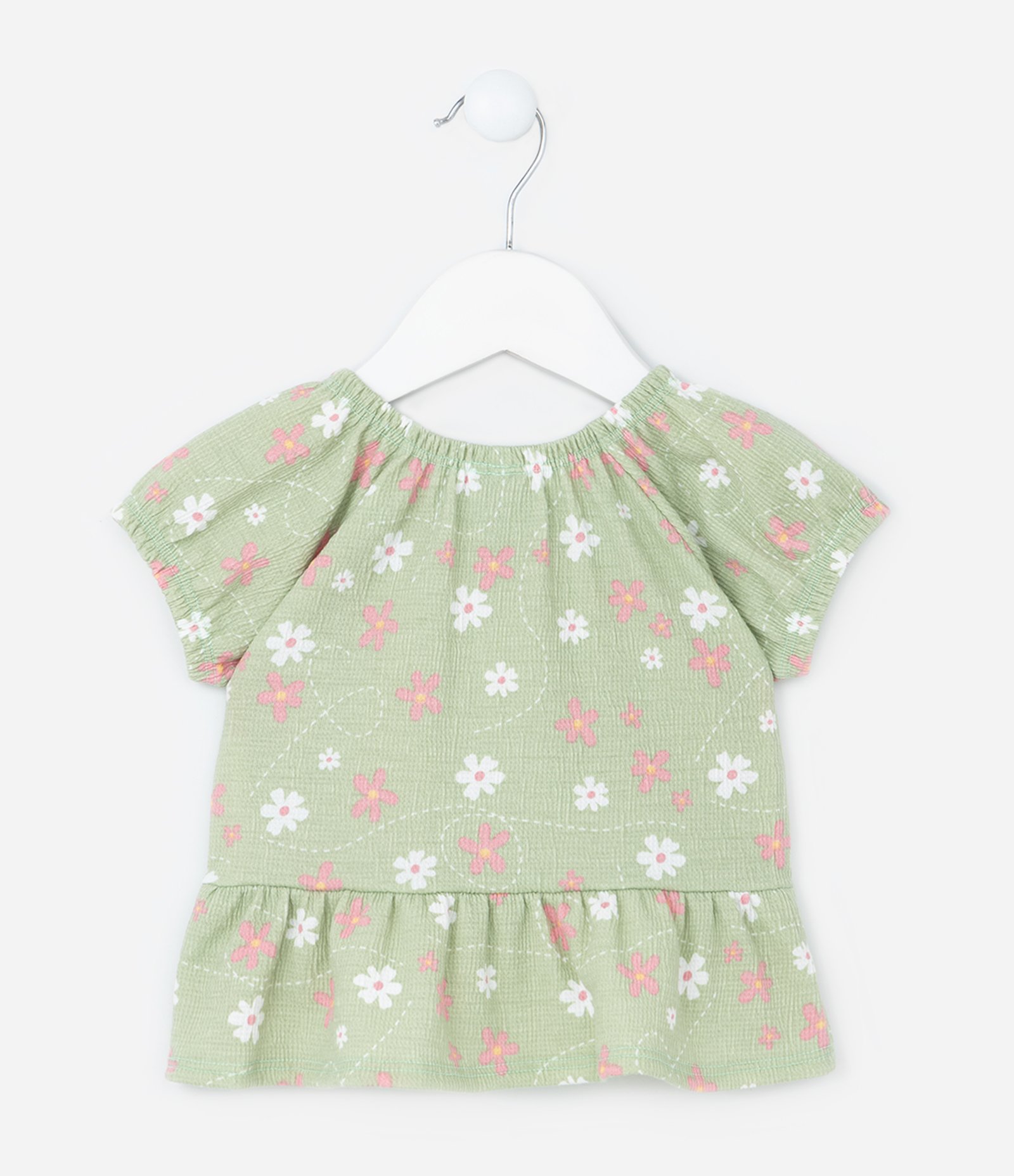 Blusa Infatil Ciganinha com Estampa Floral - Tam 0 a 18 Meses Verde 3