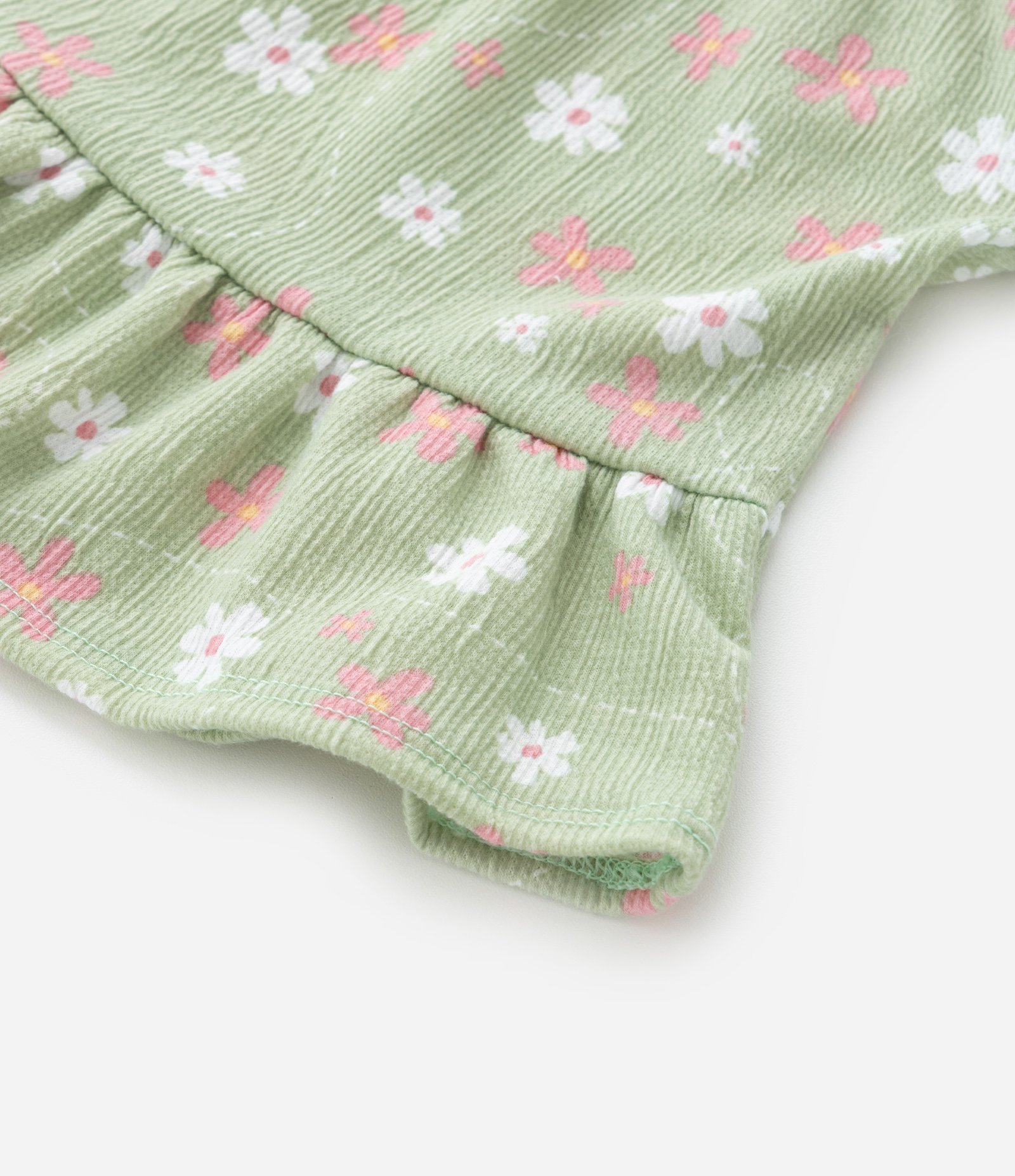 Blusa Infatil Ciganinha com Estampa Floral - Tam 0 a 18 Meses Verde 5